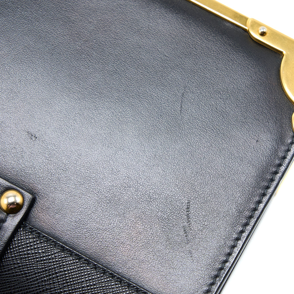 PRADA CAHIER CROSSBODY BAG LEATHER BLACK GHW