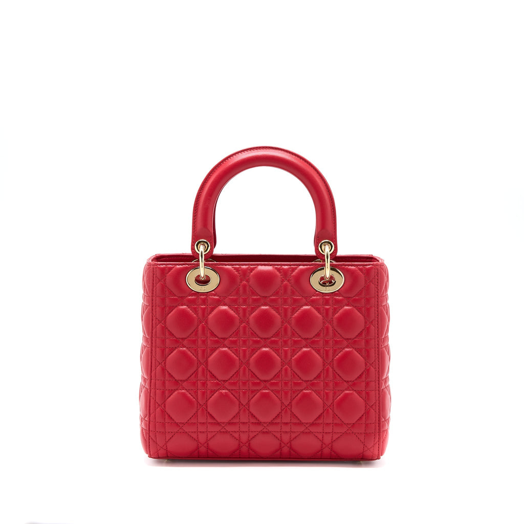 DIOR MEDIUM LADY DIOR LAMBSKIN RED GHW
