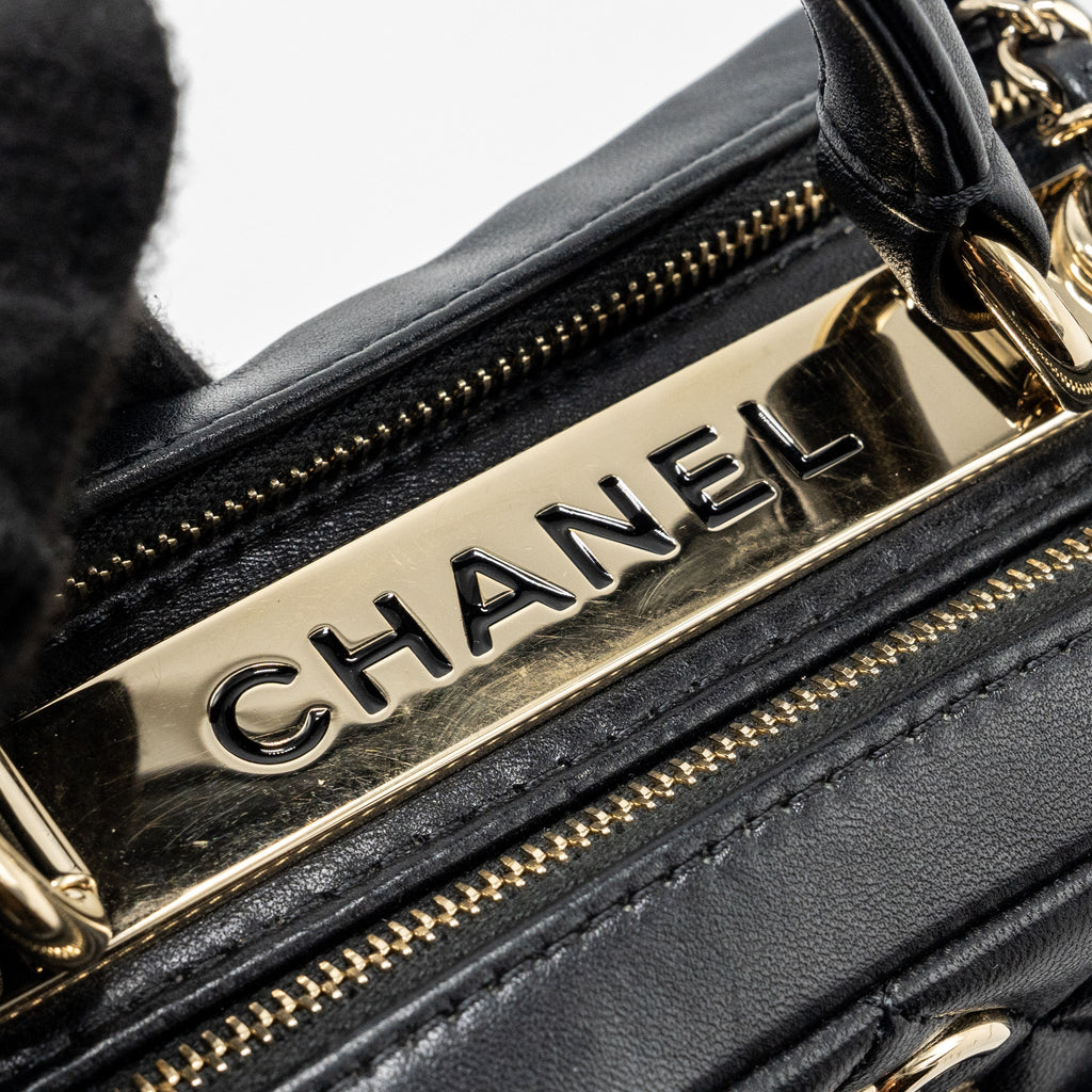 CHANEL TRENDY CC TOP HANDLE VANITY BAG LAMBSKIN BLACK GHW