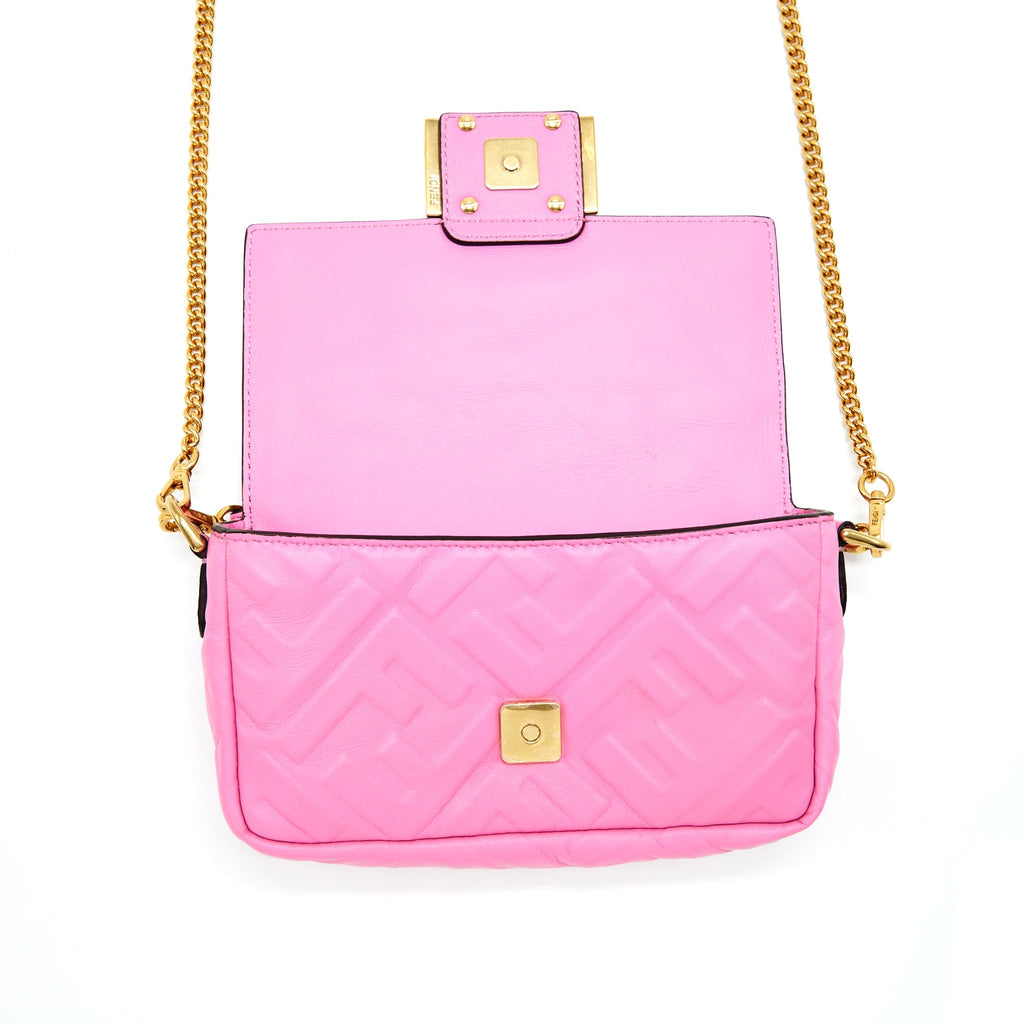 FENDI MINI BAGUETTE LAMBSKIN PINK GHW
