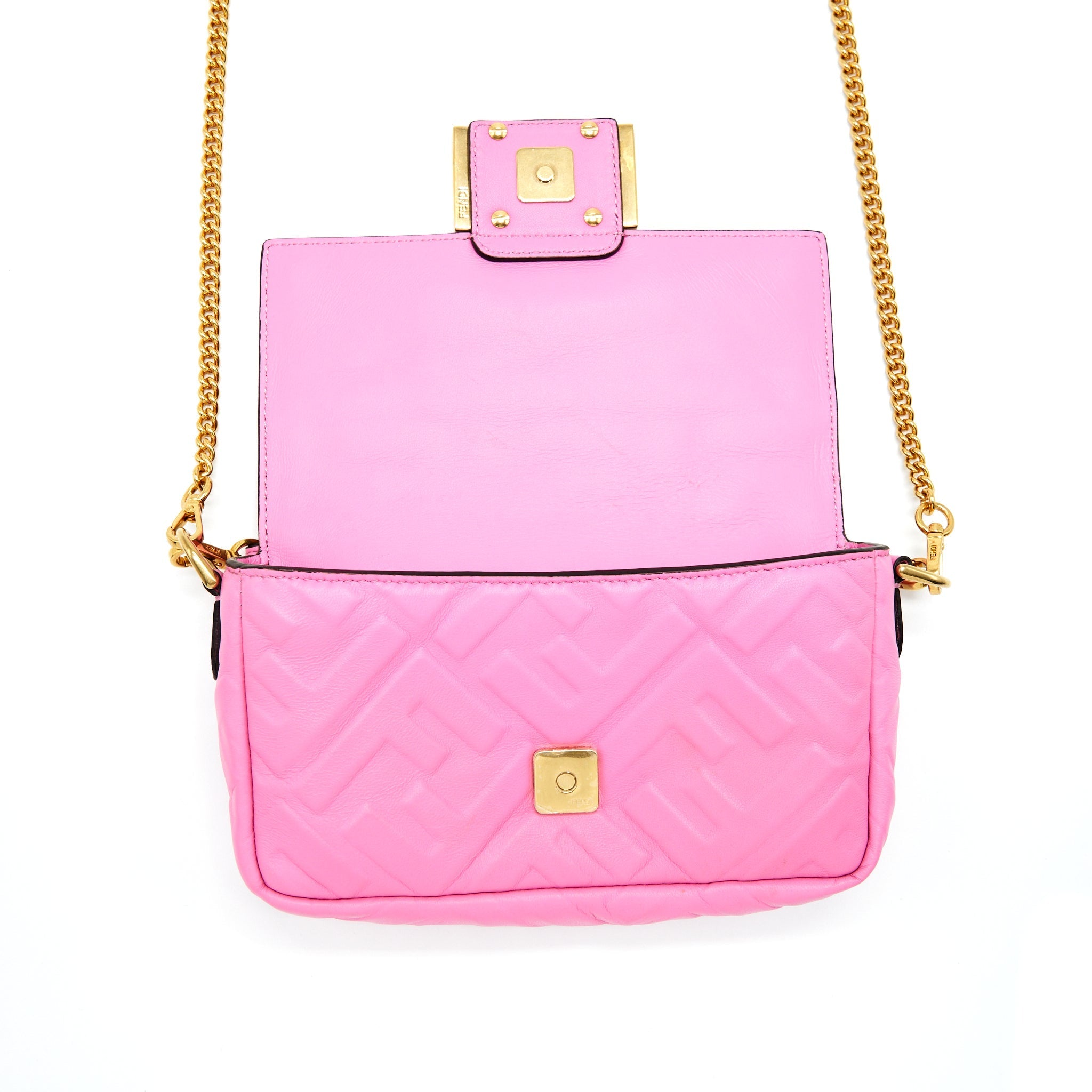 FENDI MINI BAGUETTE LAMBSKIN PINK GHW