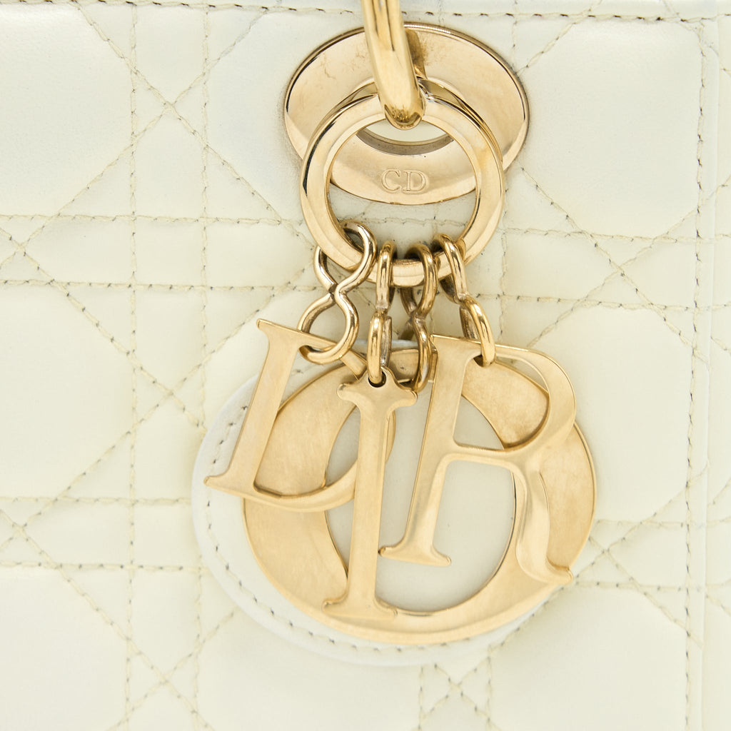 DIOR SMALL LADY DIOR MY ABCDIOR BAG LAMBSKIN WHITE LGHW