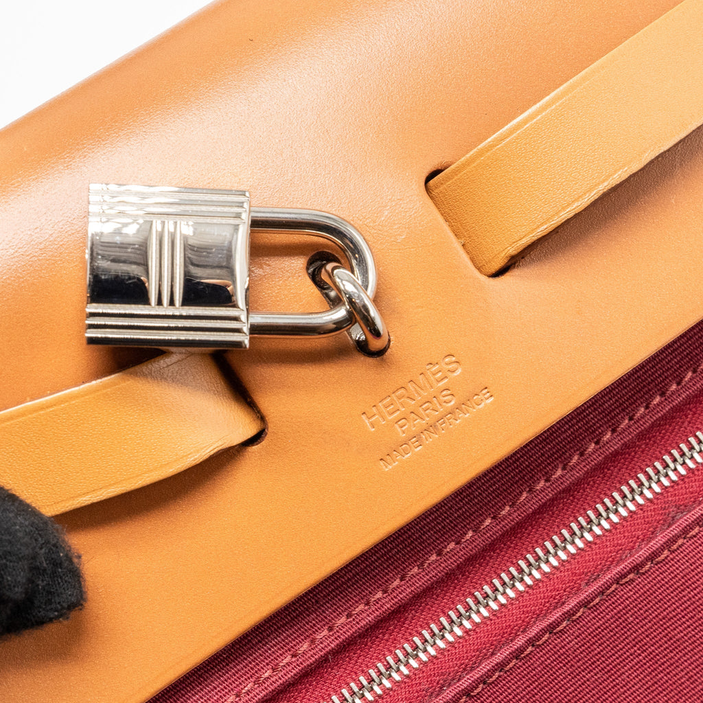 HERMES HERBAG 31 ZIP BAG CANVAS/HUNTER LEATHER MULTICOLOUR SHW