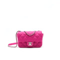CHANEL RUBBER QUILTED LAMBSKIN FLAP BAG PINK SHW