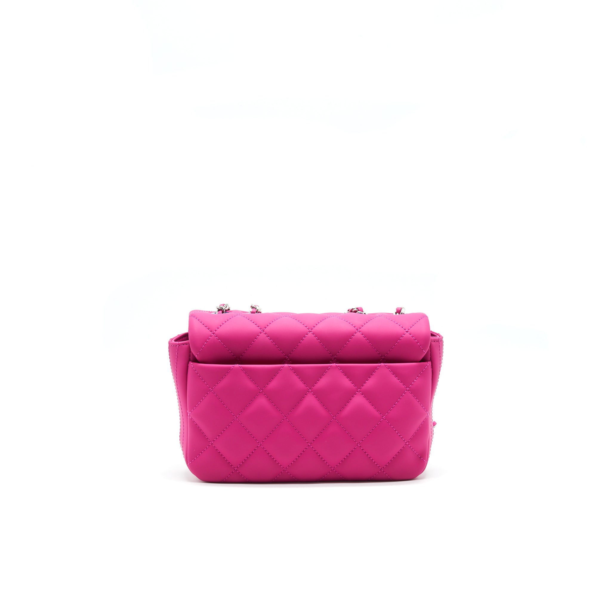 CHANEL RUBBER QUILTED LAMBSKIN FLAP BAG PINK SHW