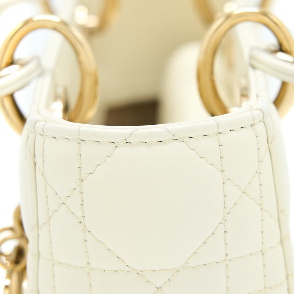 DIOR SMALL LADY DIOR MY ABCDIOR BAG LAMBSKIN WHITE LGHW