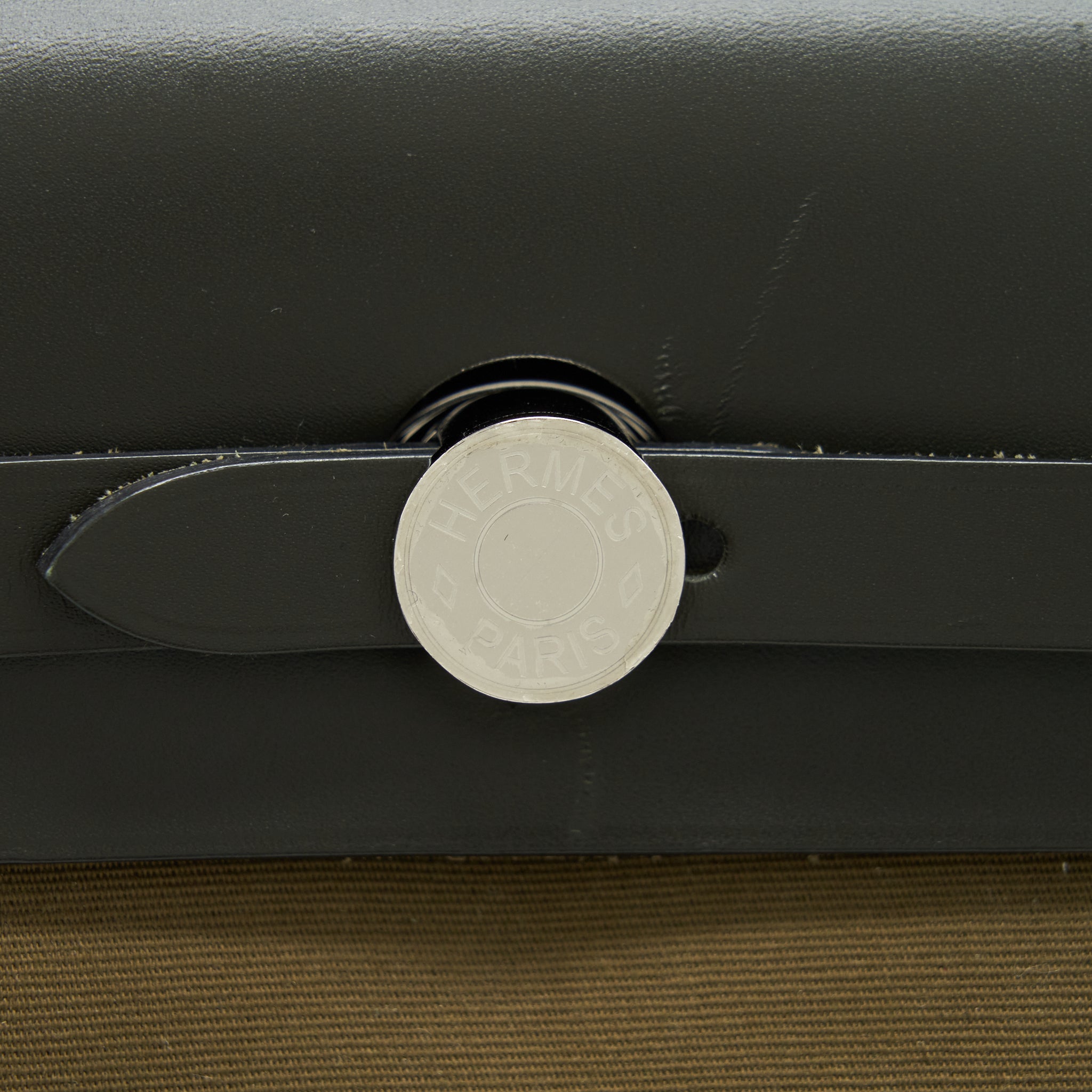 HERMES HERBAG 31 RETOURNE TOILE OFFICER VERT OLIVE/KHAKI SHW