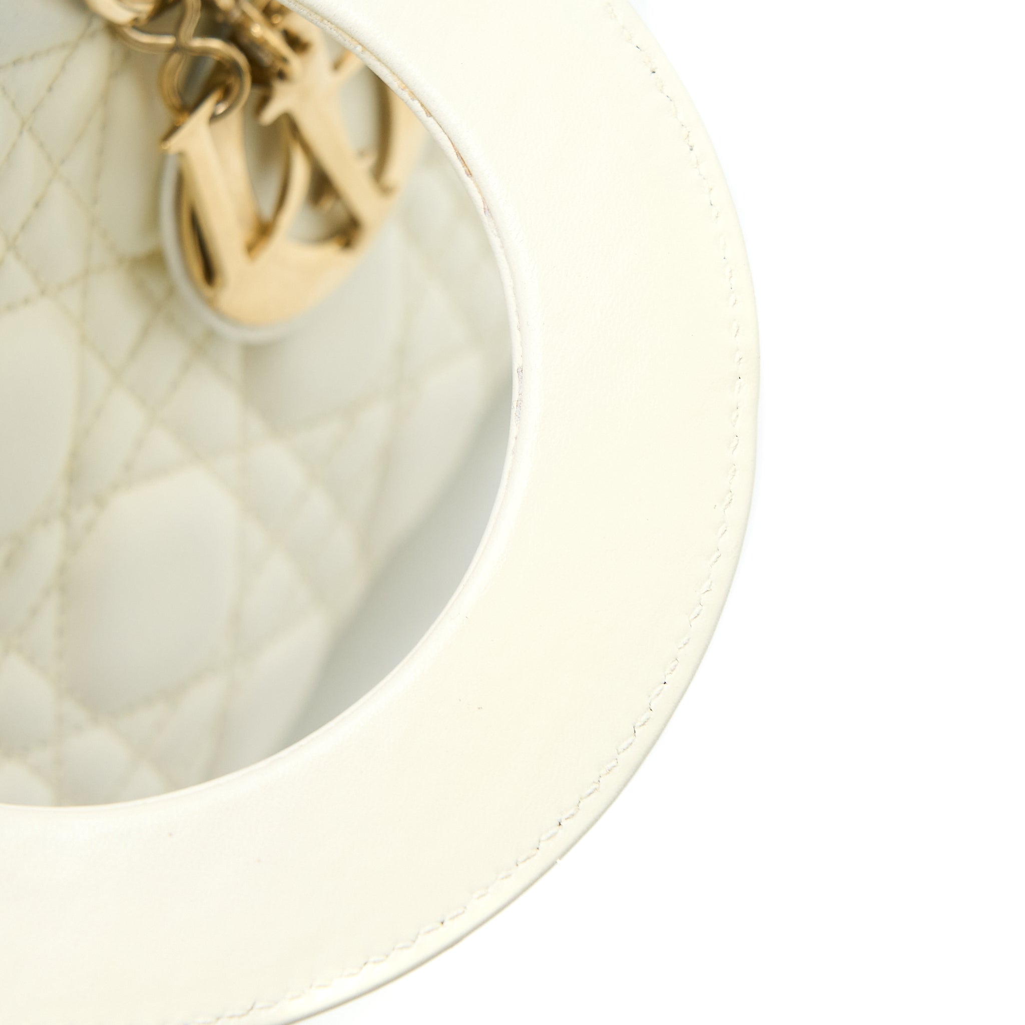 DIOR SMALL LADY DIOR MY ABCDIOR BAG LAMBSKIN WHITE LGHW