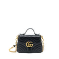 GUCCI GG MARMONT MINI TOP HANDLE BAG CALFSKIN BLACK GHW