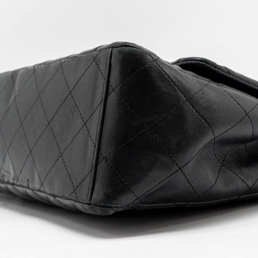 CHANEL MAXI CLASSIC SINGLE FLAP BAG LAMBSKIN BLACK SHW