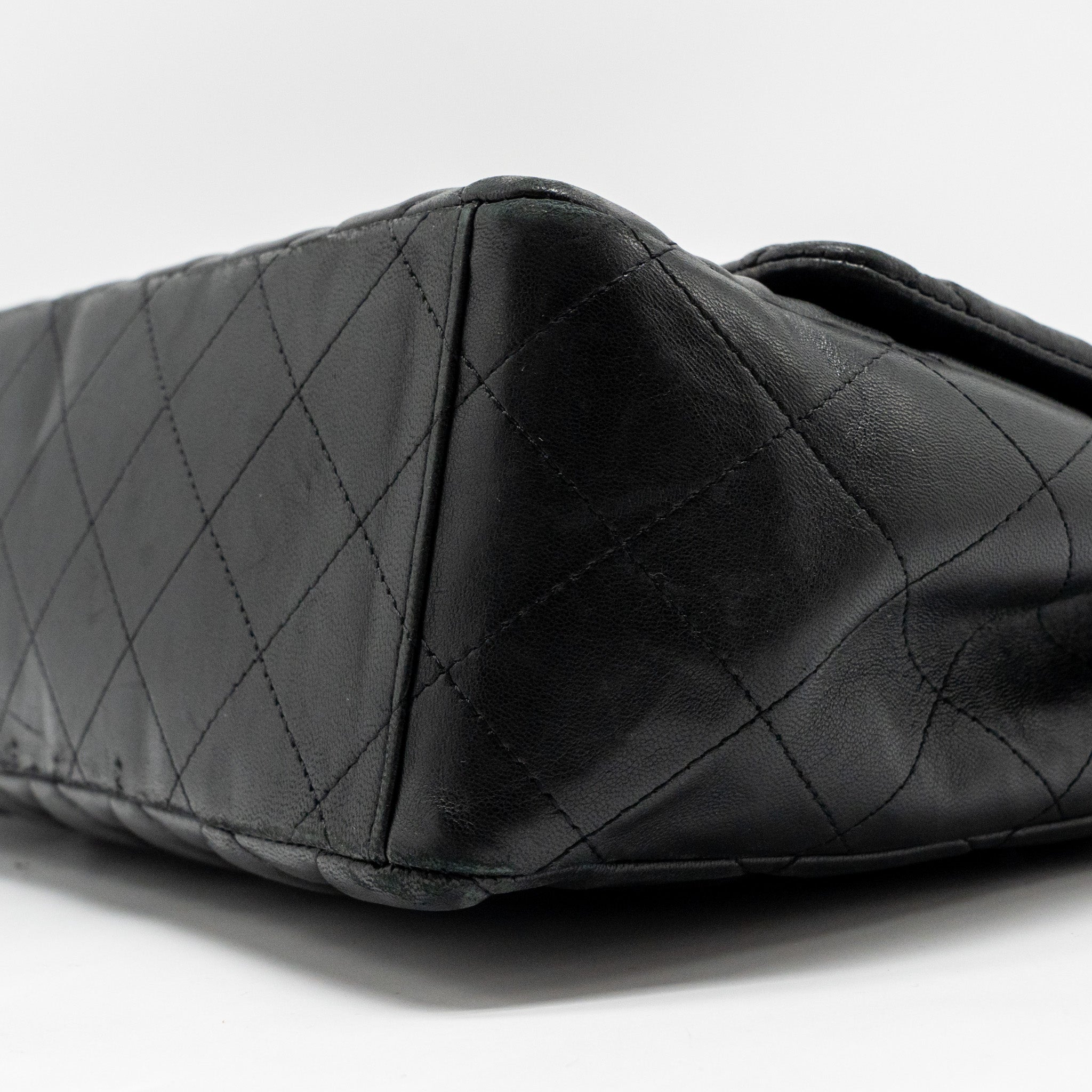 CHANEL MAXI CLASSIC SINGLE FLAP BAG LAMBSKIN BLACK SHW