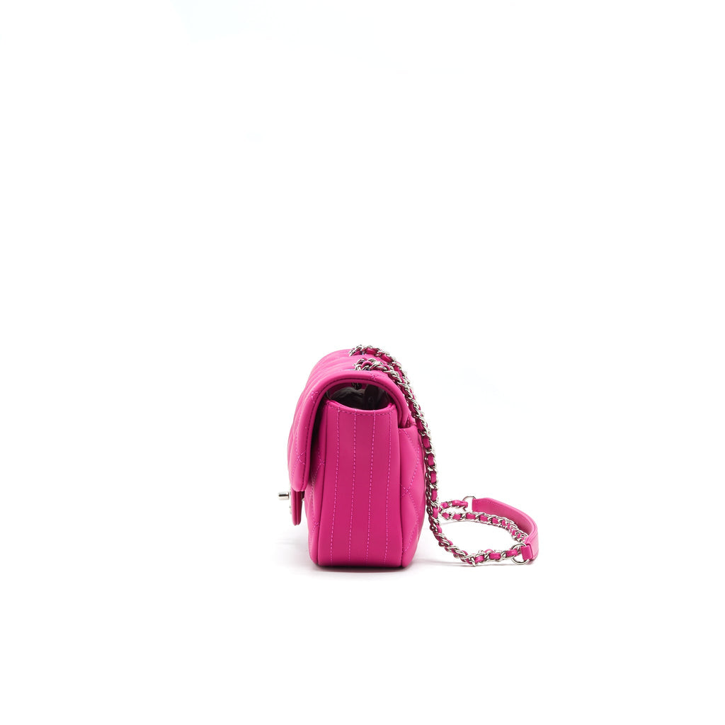 CHANEL RUBBER QUILTED LAMBSKIN FLAP BAG PINK SHW