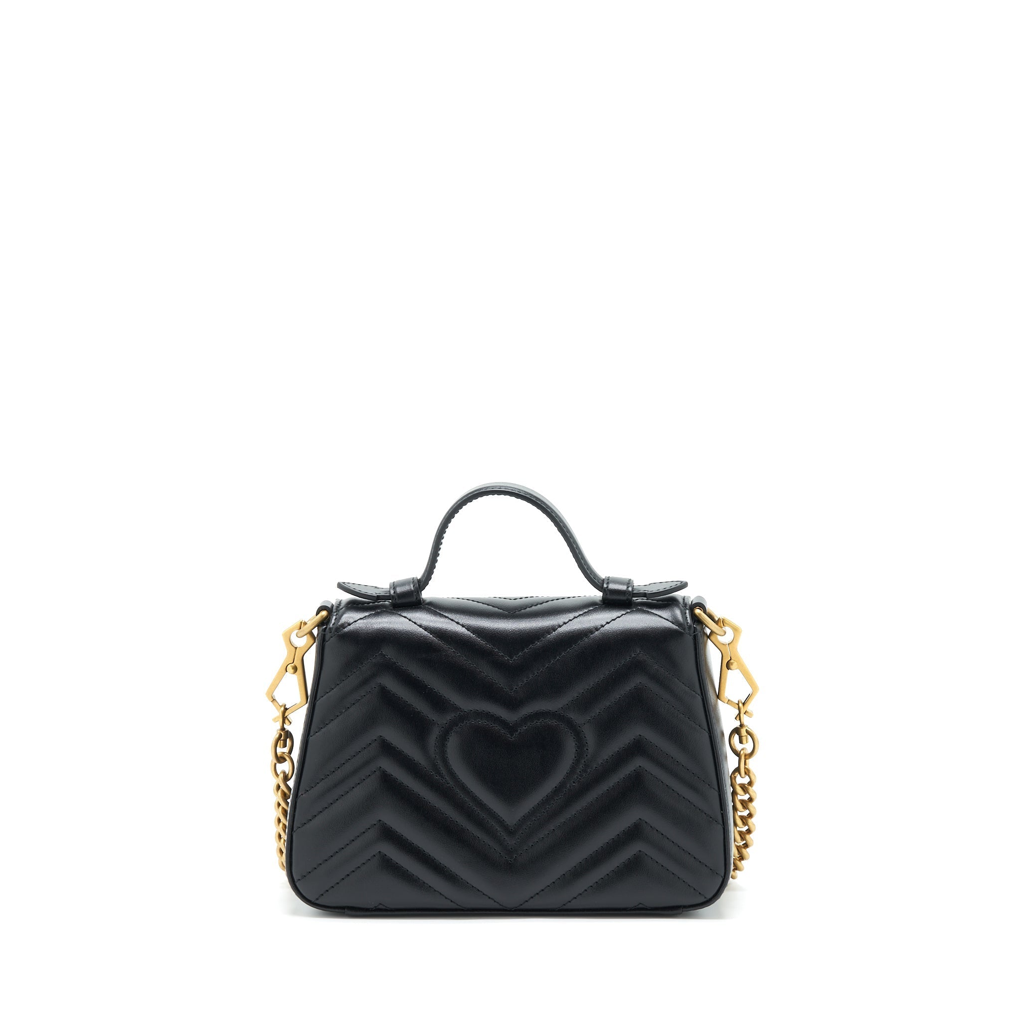 GUCCI GG MARMONT MINI TOP HANDLE BAG CALFSKIN BLACK GHW