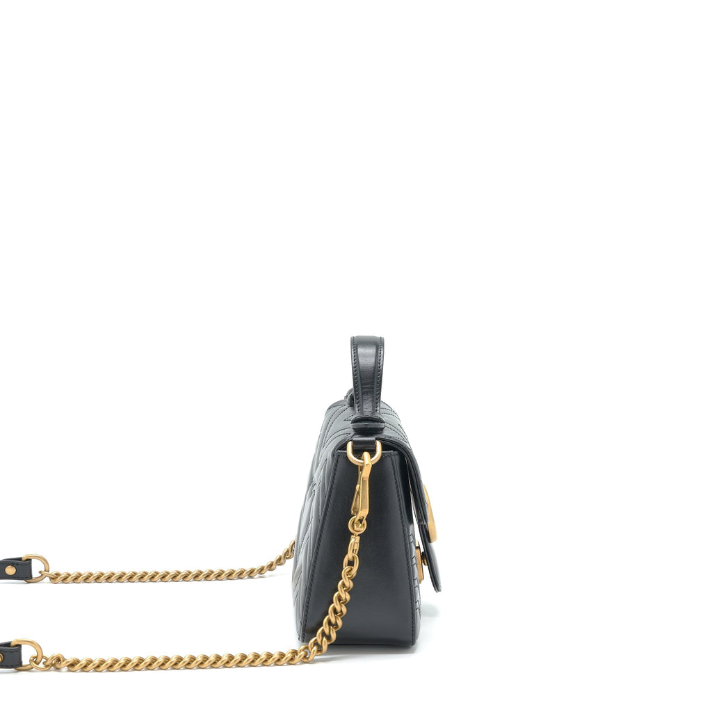 GUCCI GG MARMONT MINI TOP HANDLE BAG CALFSKIN BLACK GHW