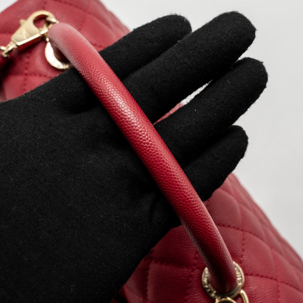 CHANEL MEDIUM COCO HANDLE CAVIAR RED GHW