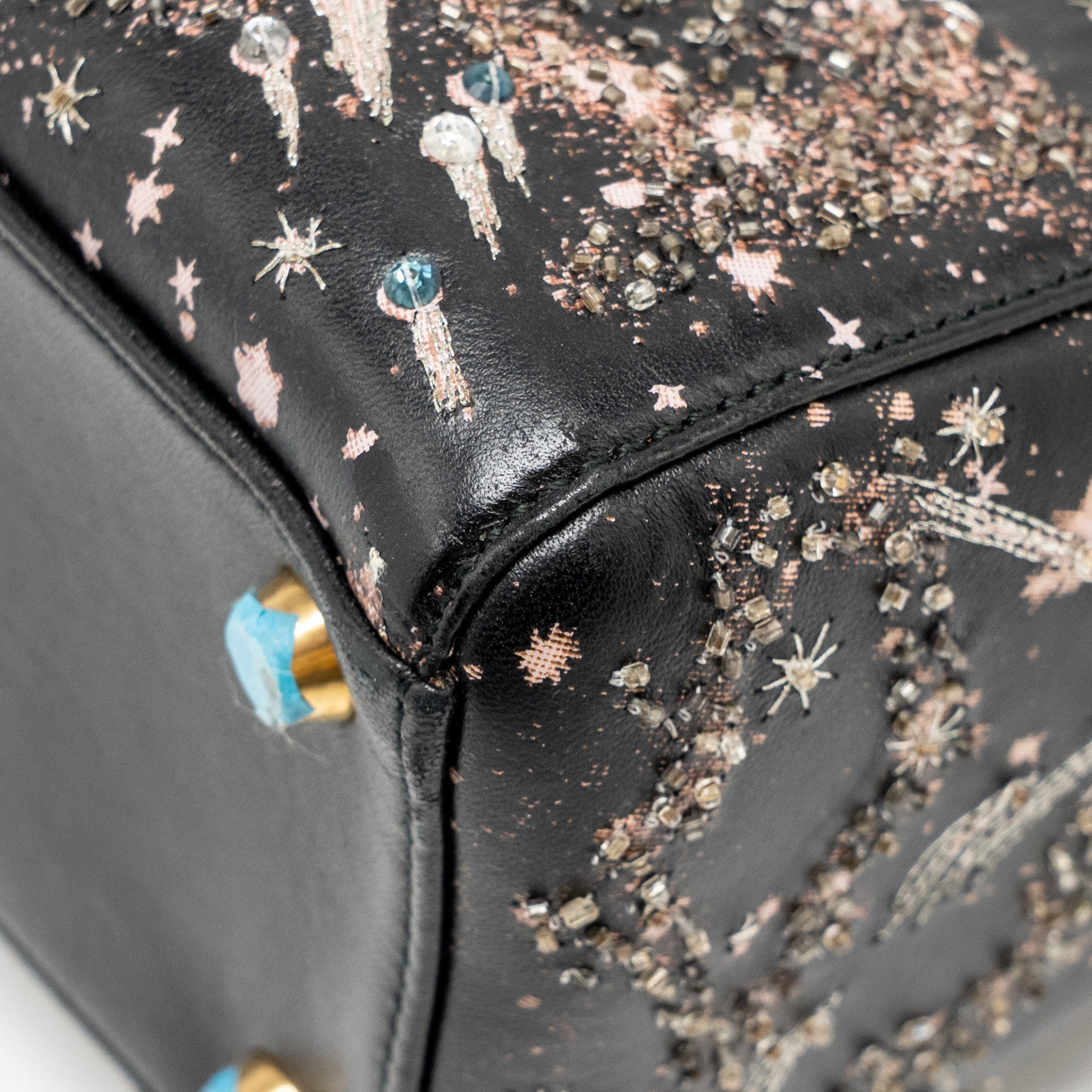 DIOR MEDIUM LADY DIOR I FEEL BLUE LIMITED EDITION EMBELLISHED LAMBSKIN MULTICOLOUR GHW