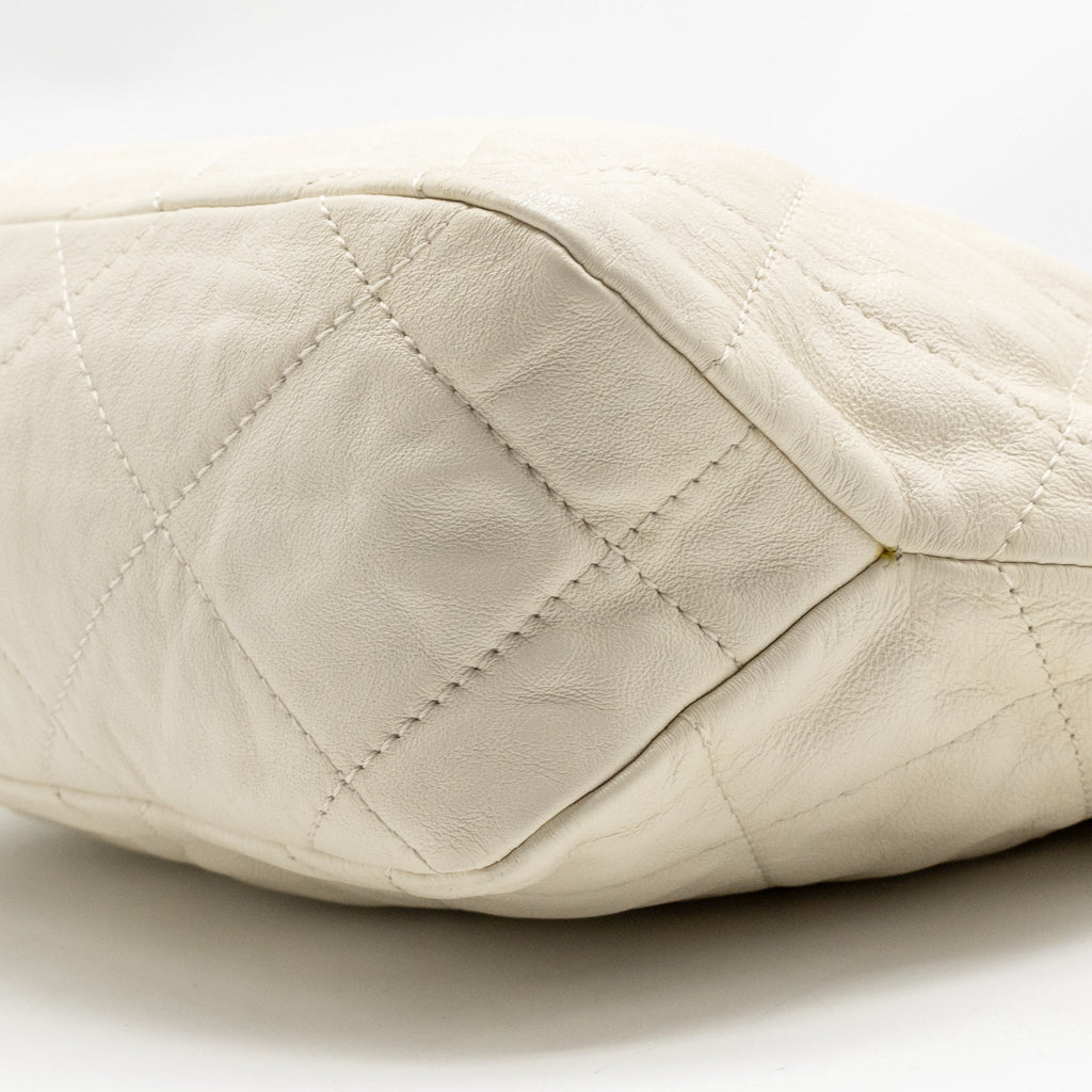 CHANEL CC DAILY HOBO BAG CALFSKIN WHITE GHW (MICROCHIP)