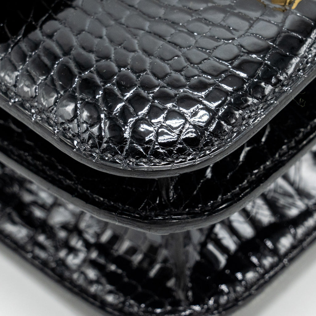 HERMES MINI CONSTANCE SHINY ALLIGATOR MISSISSIPPIENS BLACK GHW