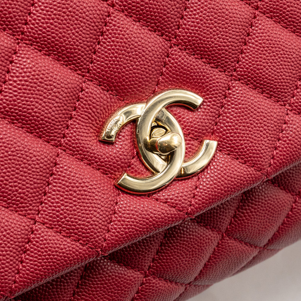 CHANEL MEDIUM COCO HANDLE CAVIAR RED GHW