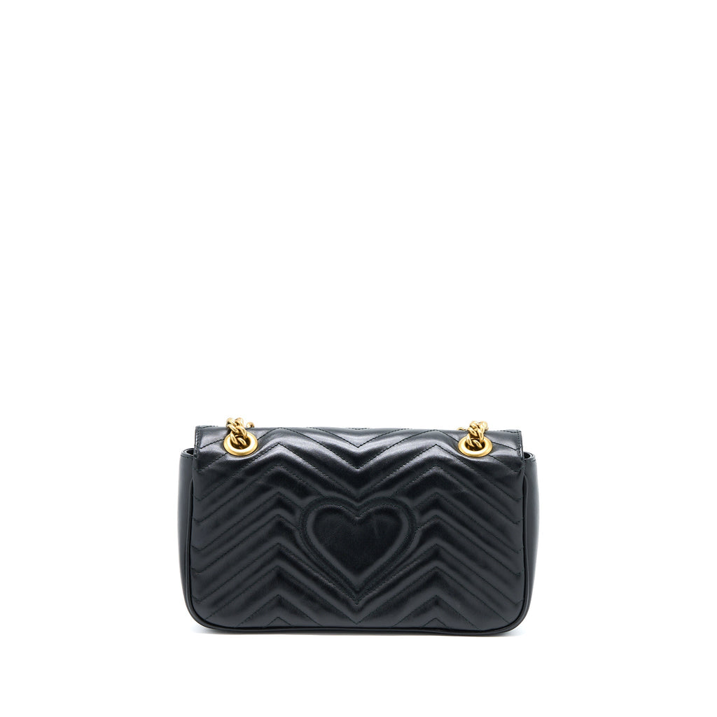 GUCCI GG MARMONT SMALL MATELASSE SHOULDER BAG BLACK GHW