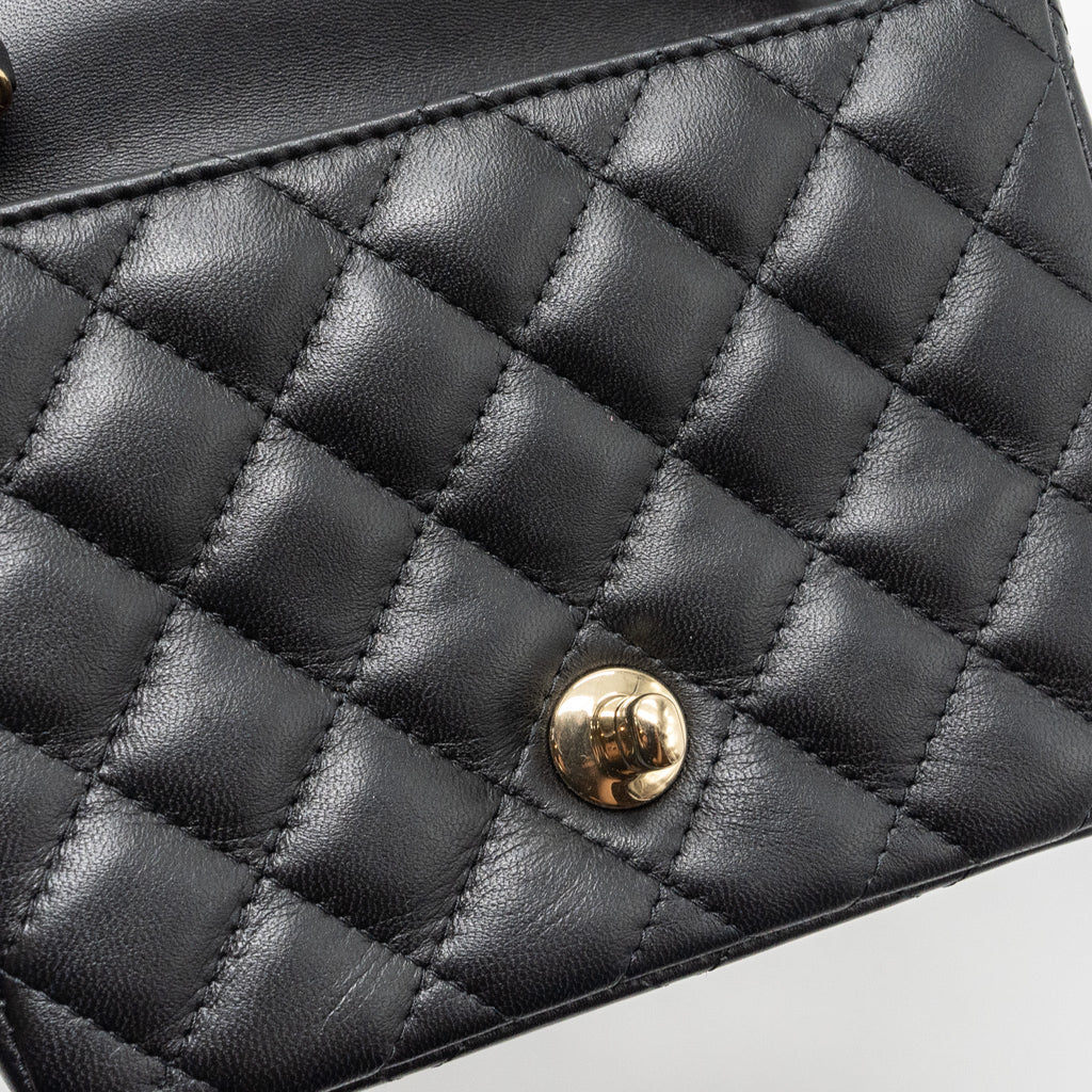 CHANEL MINI SQUARE FLAP BAG LAMBSKIN BLACK GHW (MICROCHIP)