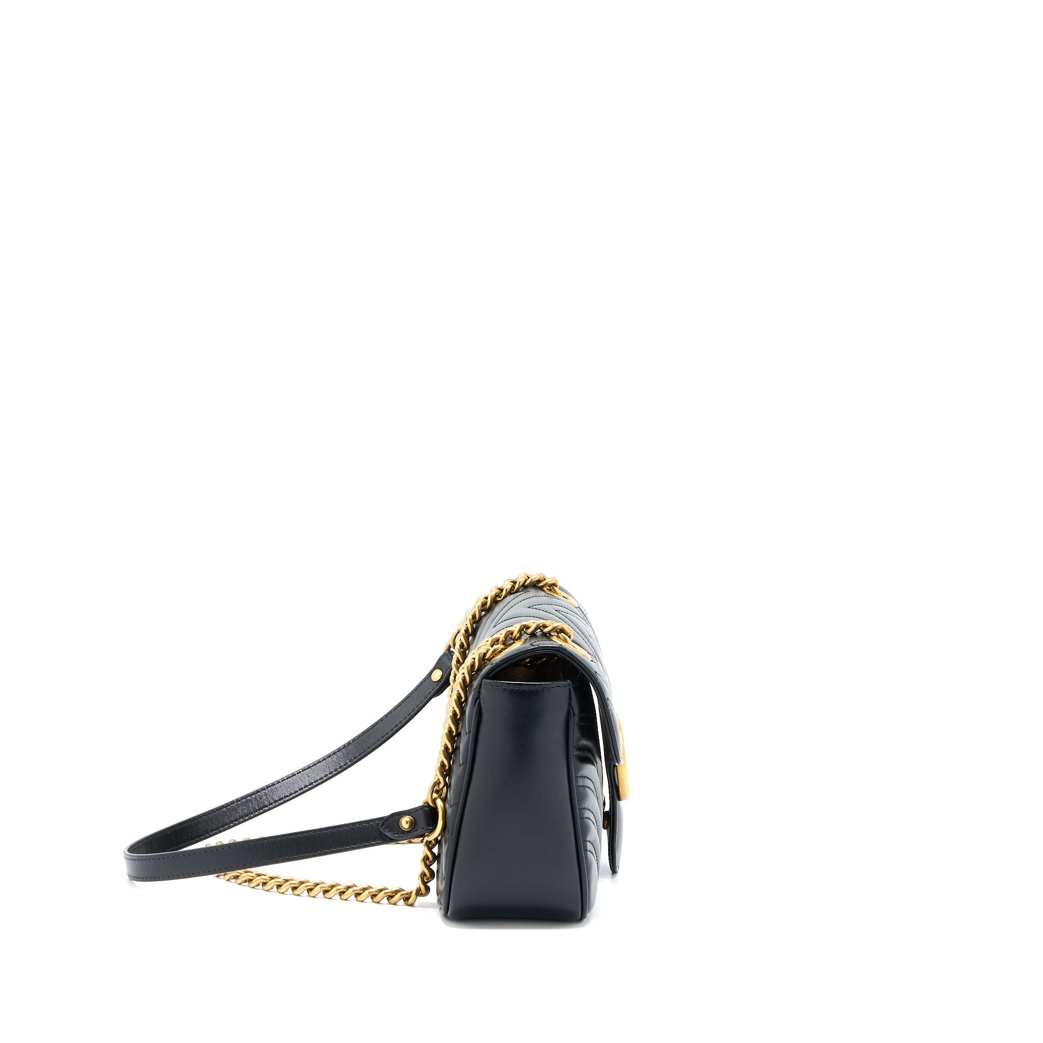 GUCCI GG MARMONT SMALL MATELASSE SHOULDER BAG BLACK GHW