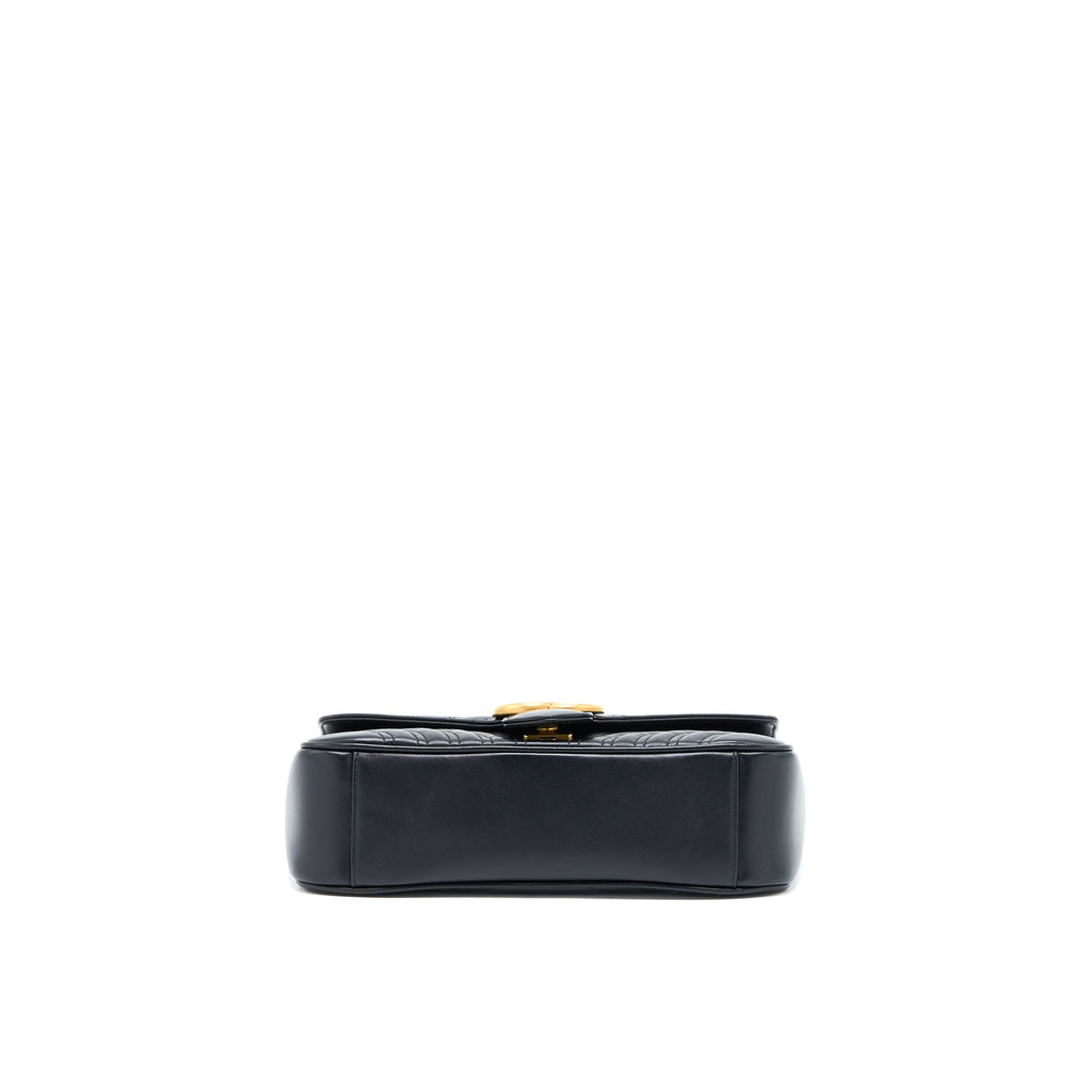 GUCCI GG MARMONT SMALL MATELASSE SHOULDER BAG BLACK GHW