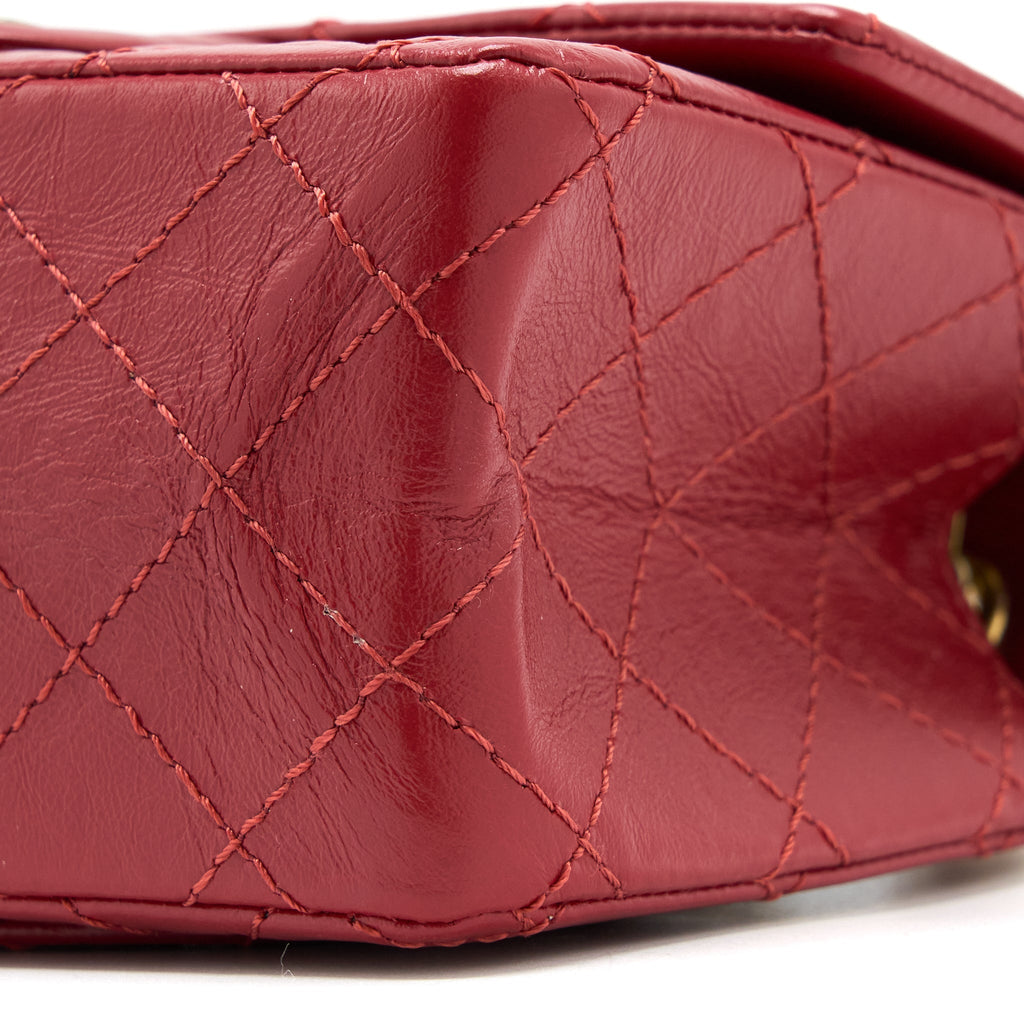 CHANEL MINI 2.55 AGED CALFSKIN RED BRUSHED GHW