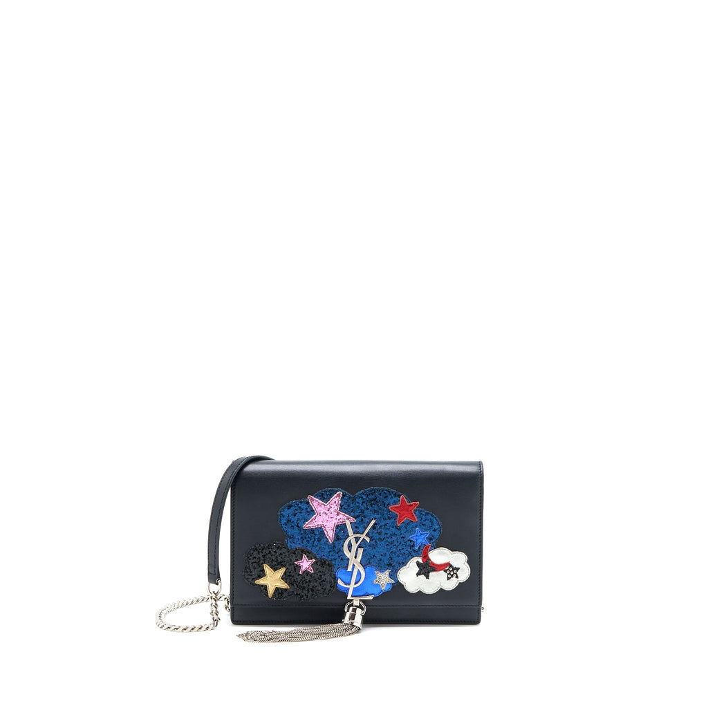 SAINT LAURENT/ YSL KATE SMALL CHAIN WALLET WITH TASSEL BLACK/MULTICOLOUR LIMITED EDITION GHW