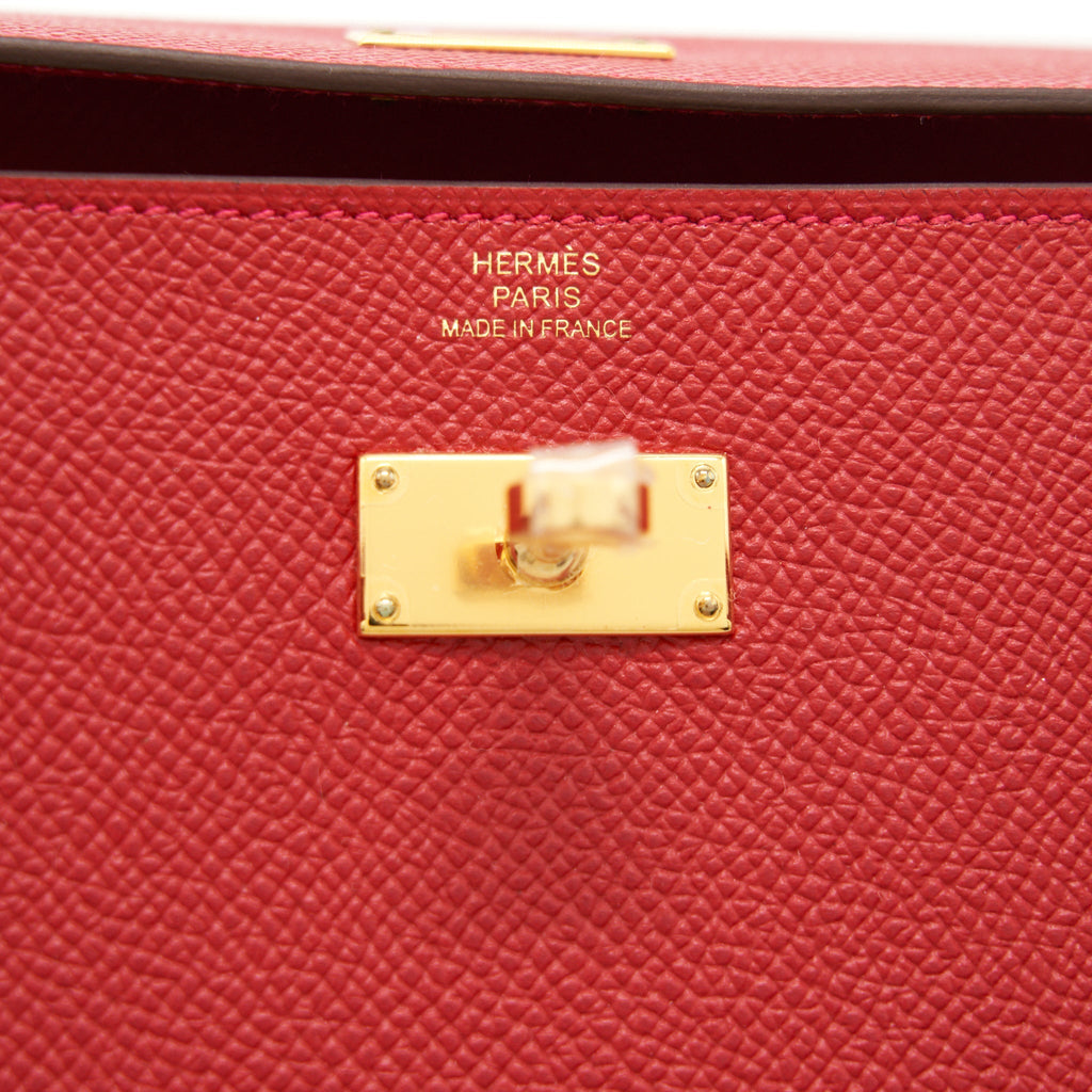 HERMES CLASSIC KELLY TO GO YEAU EPSOM Q5 ROUGE CASAQUE GHW