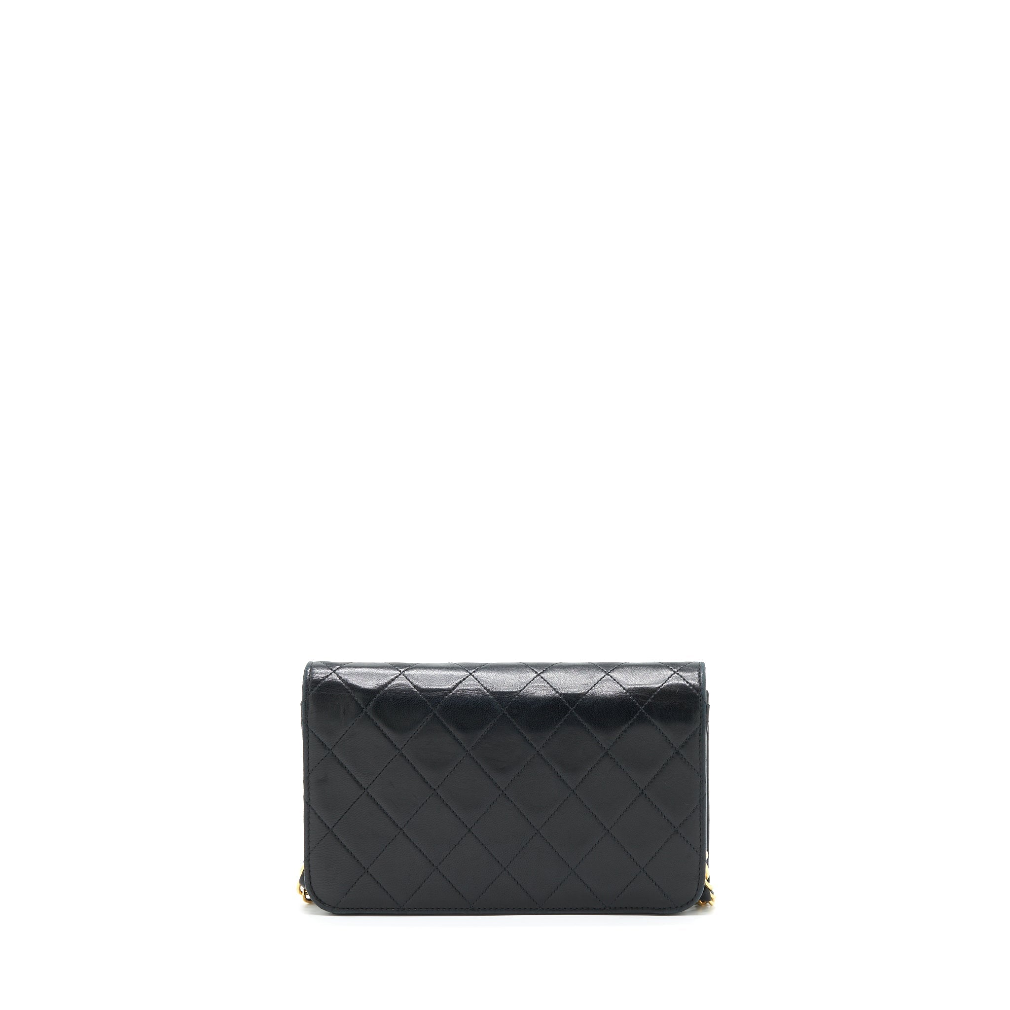 CHANEL VINTAGE QUILTED FLAP CHAIN WALLET BLACK GHW
