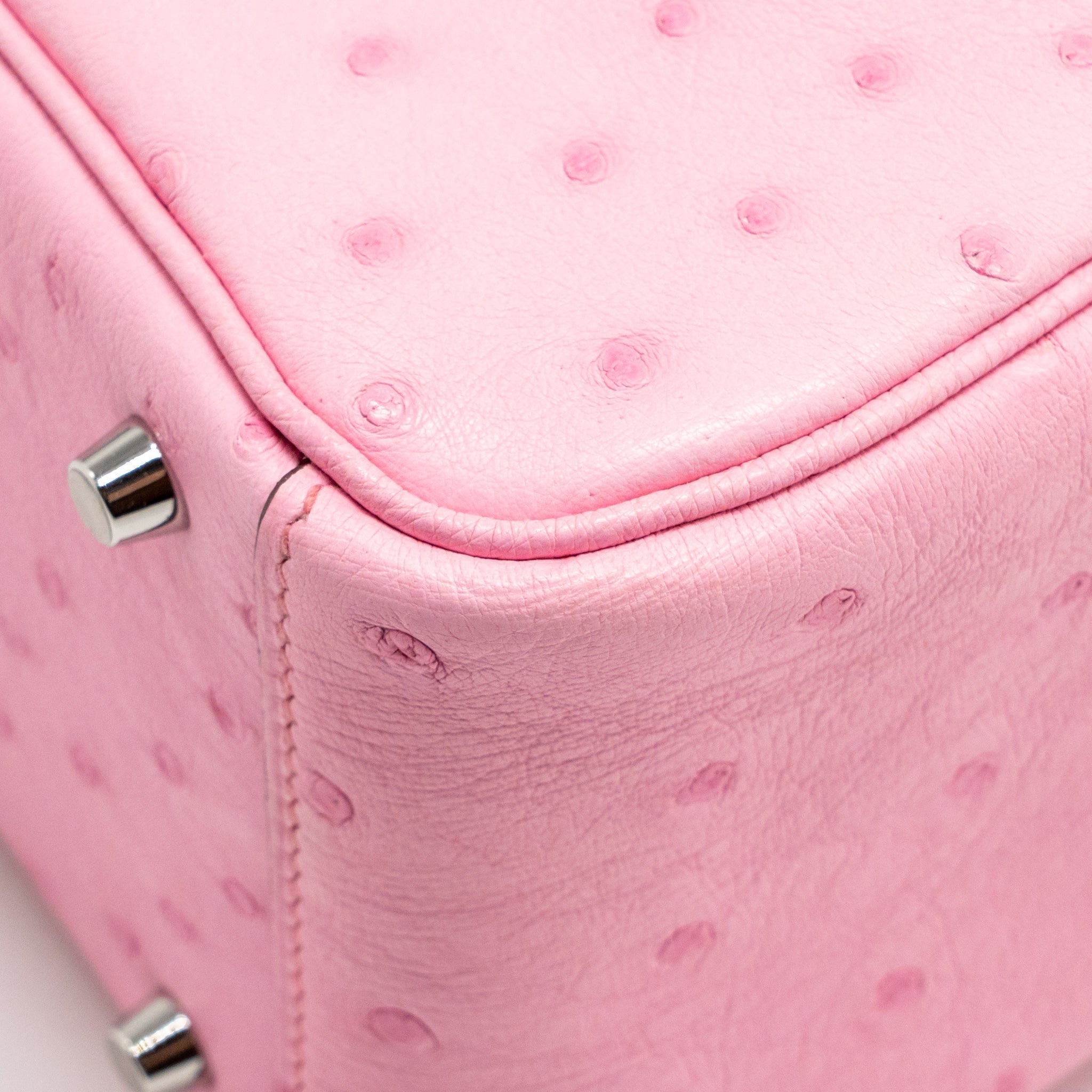 HERMES MINI LINDY OSTRICH ROSE BUBBLEGUM SHW