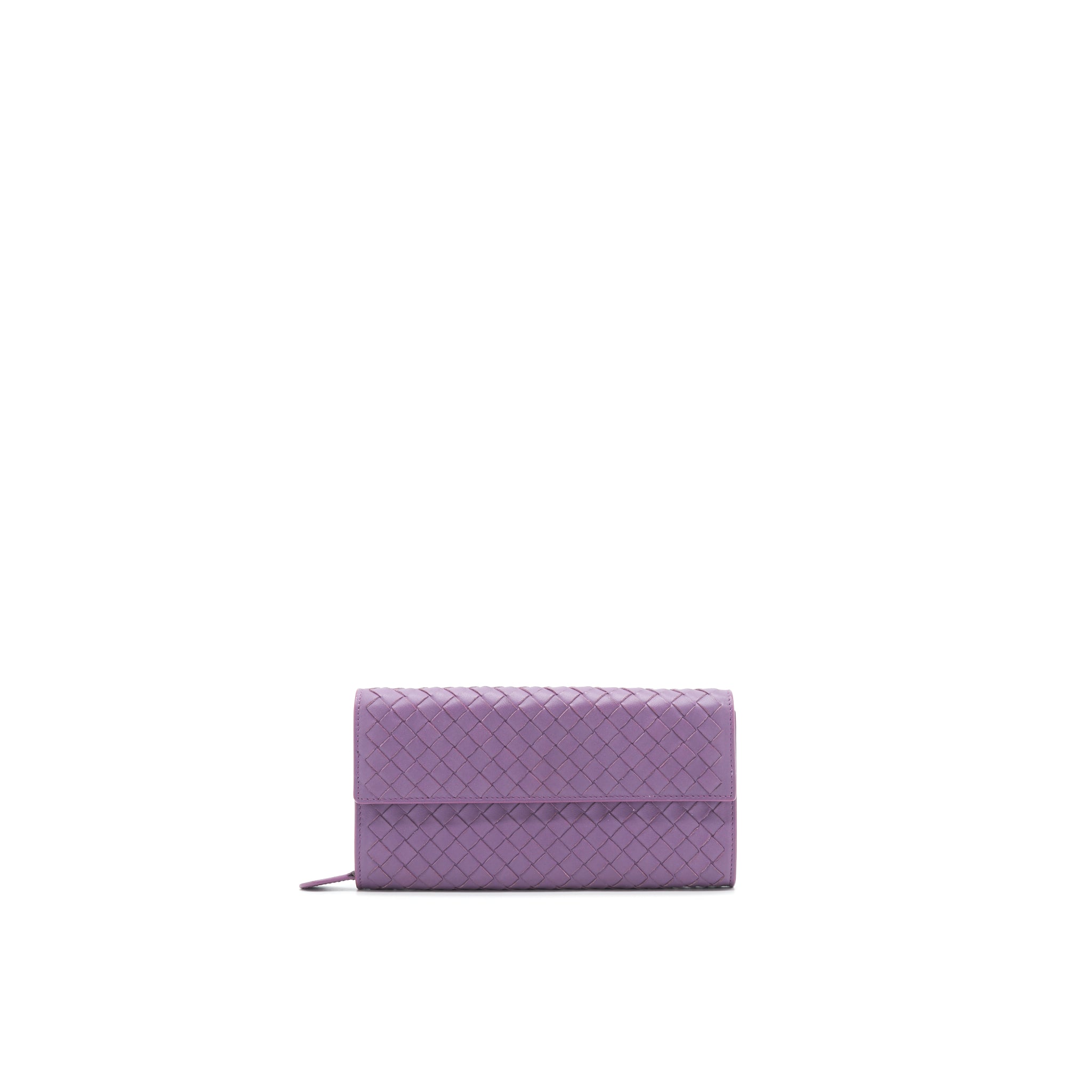 BOTTEGA VENETA LEATHER SMALL COMPACT AND LONG WALLET IN PURPLE SELL IN A SET