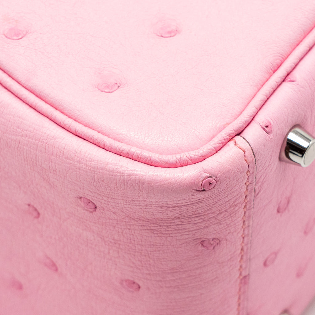 HERMES MINI LINDY OSTRICH ROSE BUBBLEGUM SHW