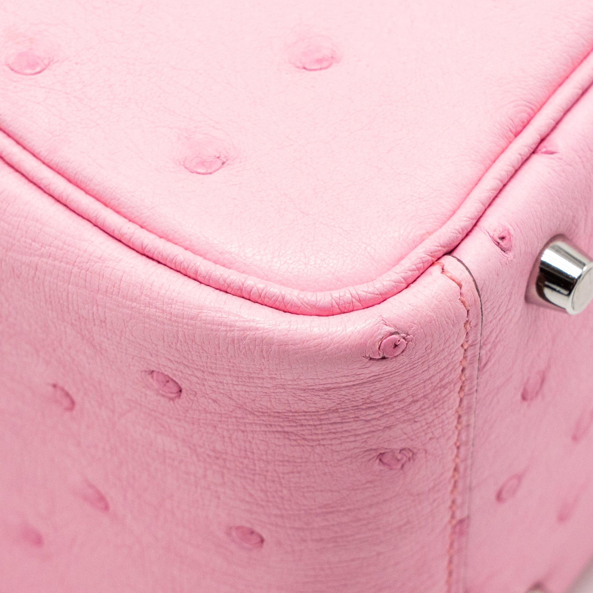 HERMES MINI LINDY OSTRICH ROSE BUBBLEGUM SHW