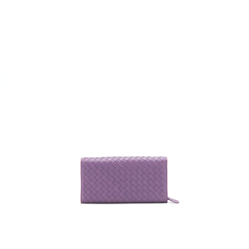 BOTTEGA VENETA LEATHER SMALL COMPACT AND LONG WALLET IN PURPLE SELL IN A SET