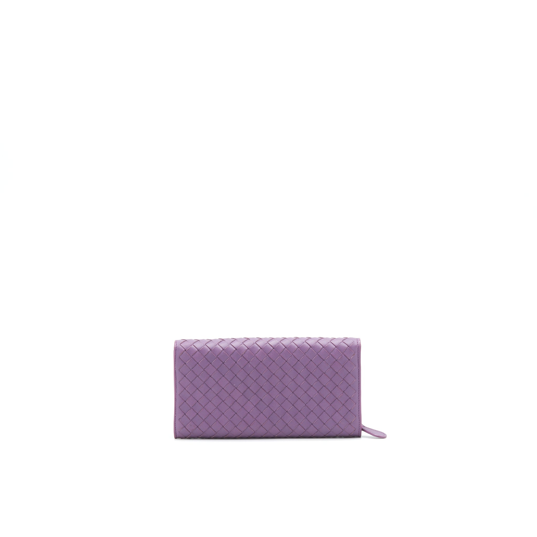 BOTTEGA VENETA LEATHER SMALL COMPACT AND LONG WALLET IN PURPLE SELL IN A SET