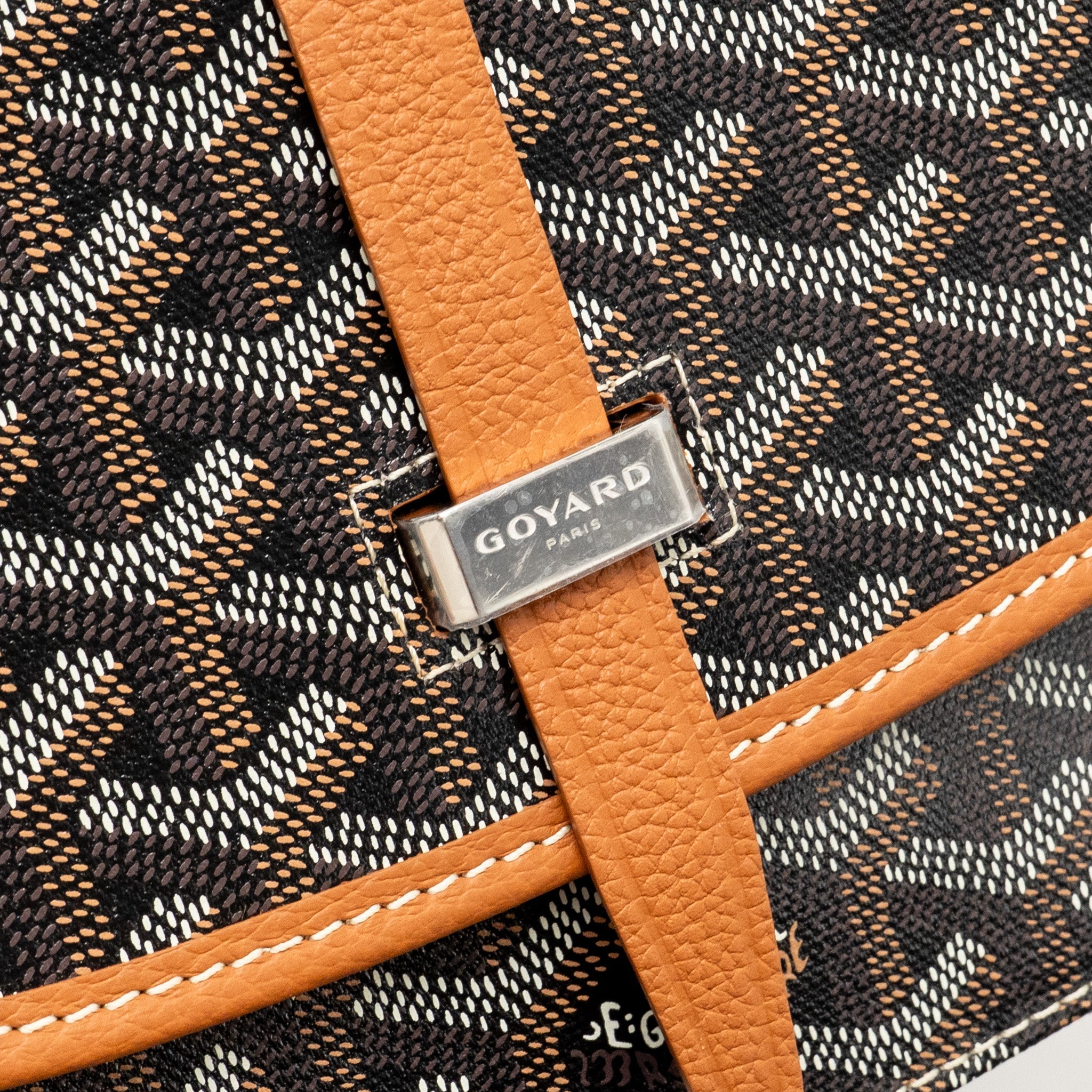 GOYARD BELVEDERE PM MESSENGER BAG GOYARDLINE CANVAS /CALFSKIN BLACK/TAN SHW