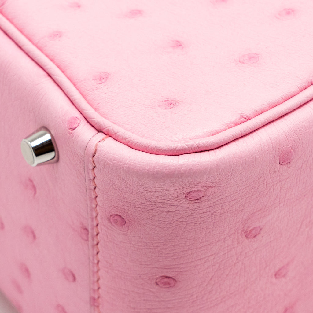 HERMES MINI LINDY OSTRICH ROSE BUBBLEGUM SHW