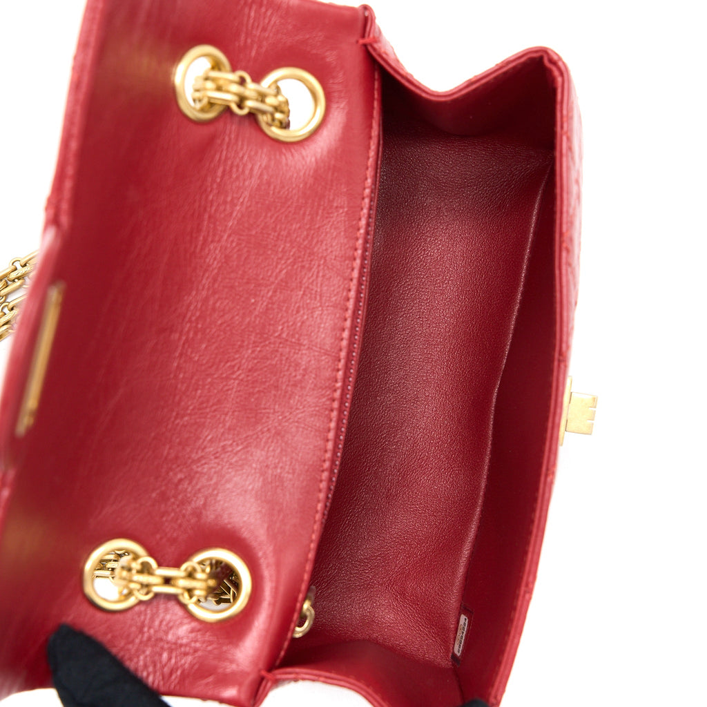 CHANEL MINI 2.55 AGED CALFSKIN RED BRUSHED GHW