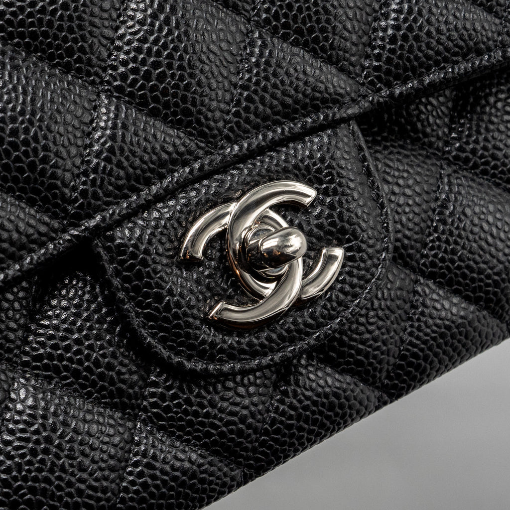 CHANEL MEDIUM CLASSIC DOUBLE FLAP BAG CAVIAR BLACK SHW