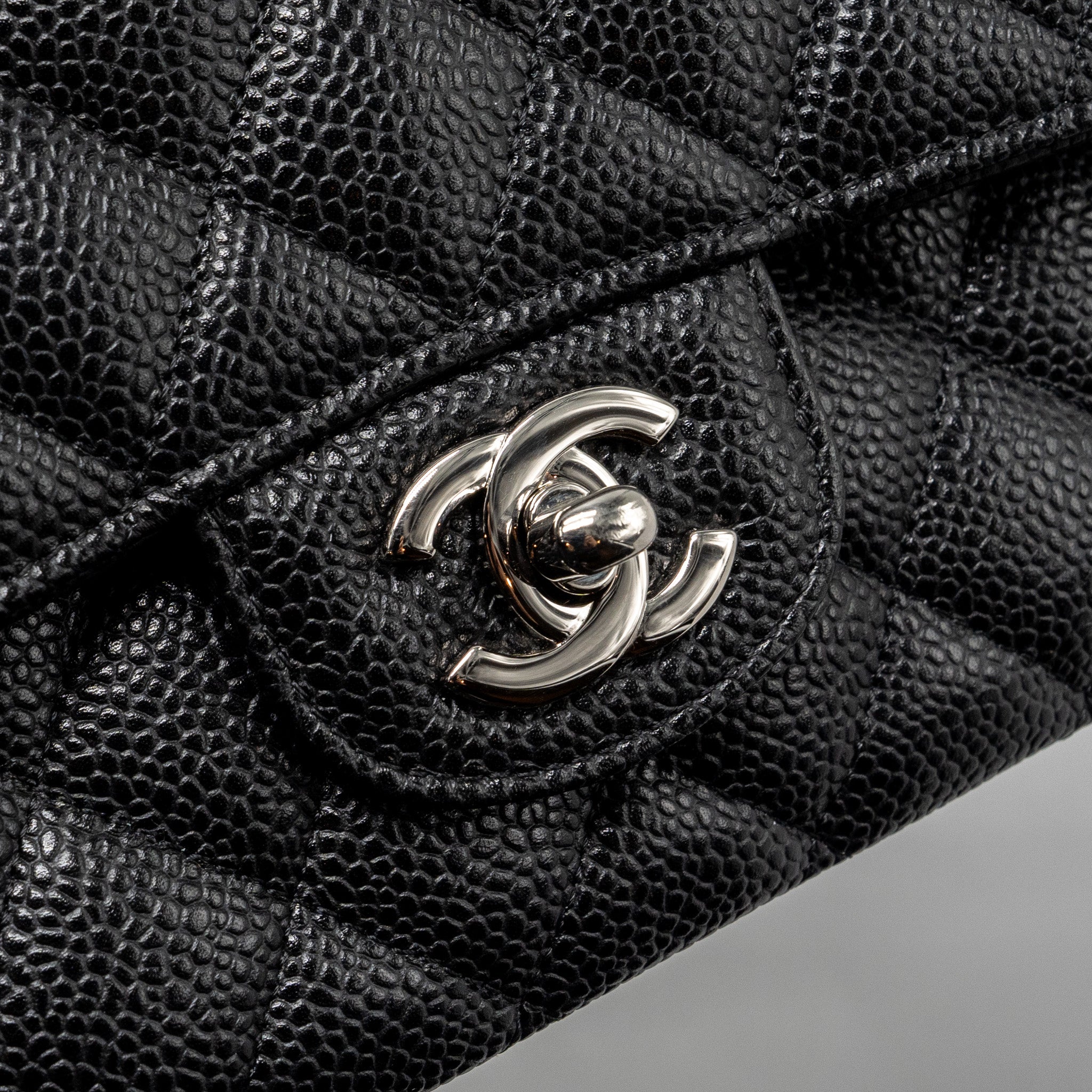 CHANEL MEDIUM CLASSIC DOUBLE FLAP BAG CAVIAR BLACK SHW