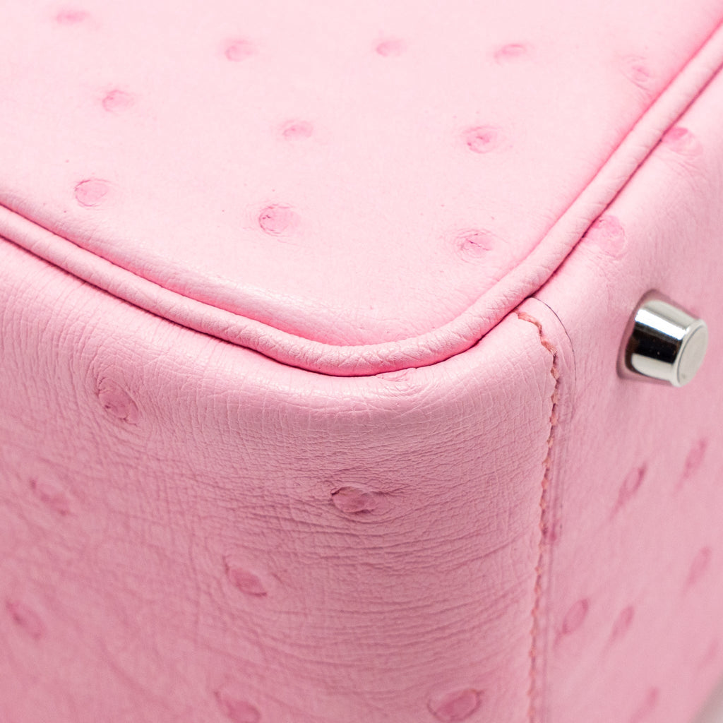 HERMES MINI LINDY OSTRICH ROSE BUBBLEGUM SHW