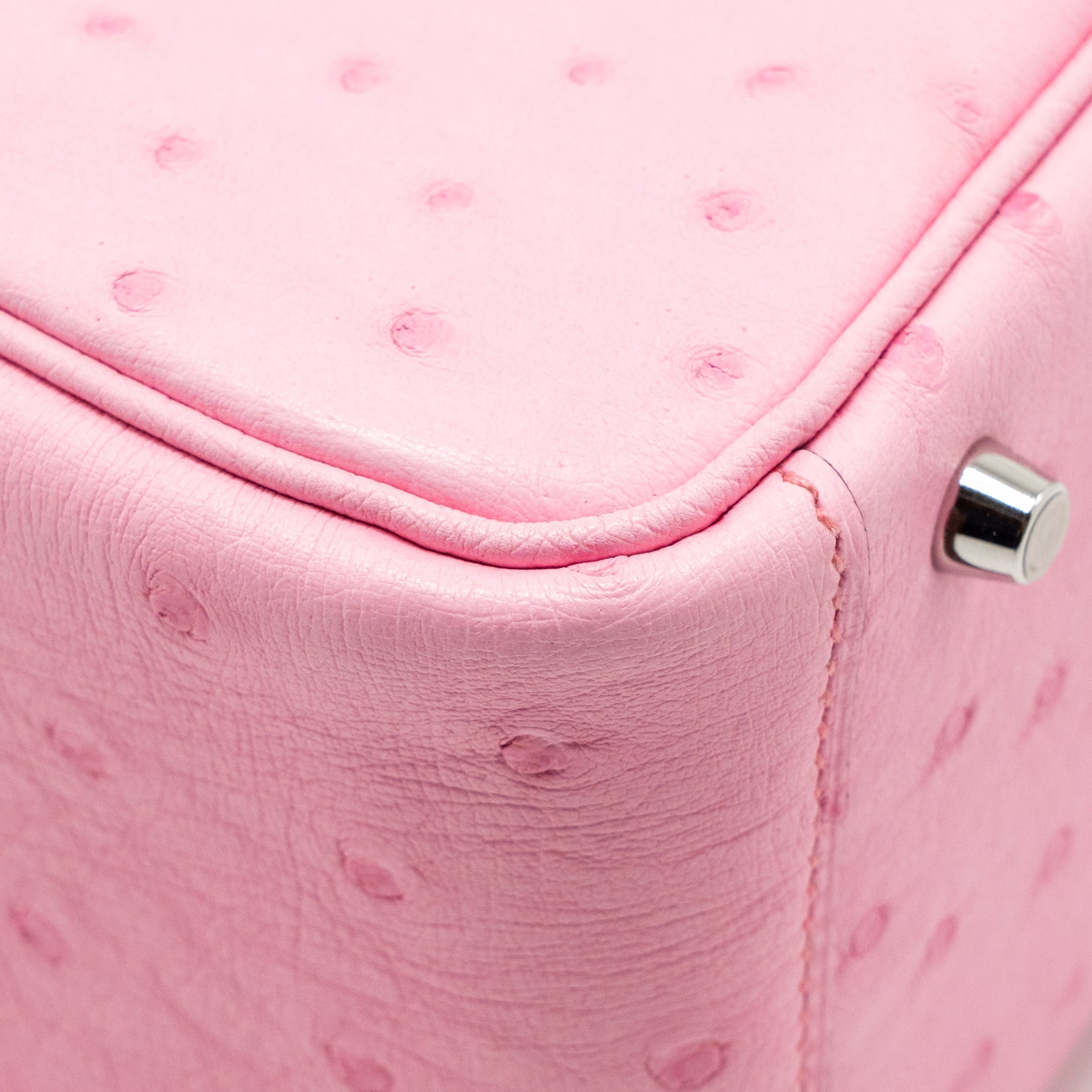 HERMES MINI LINDY OSTRICH ROSE BUBBLEGUM SHW
