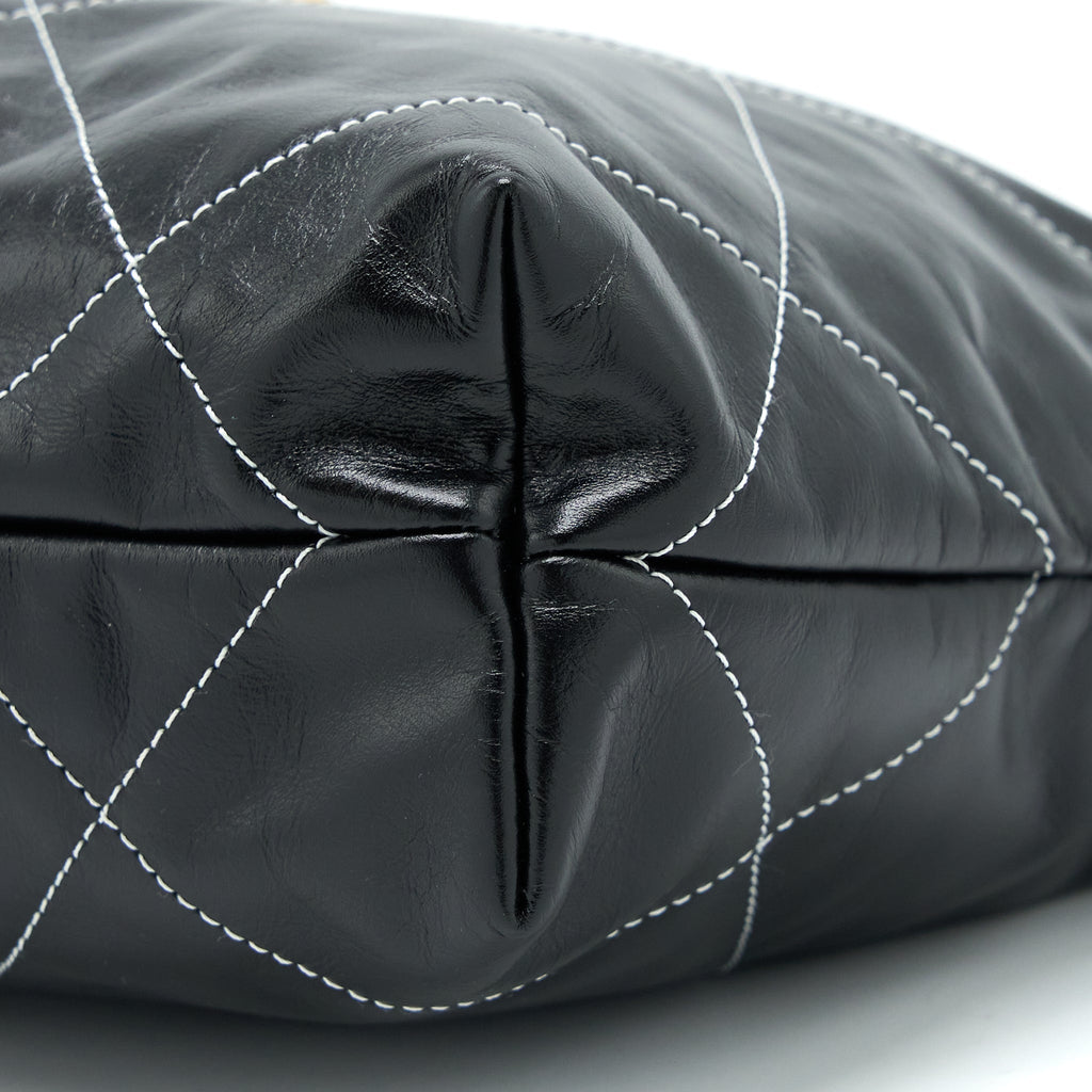 CHANEL SMALL 22 BAG SHINY CALFSKIN BLACK GHW (MICROCHIP)