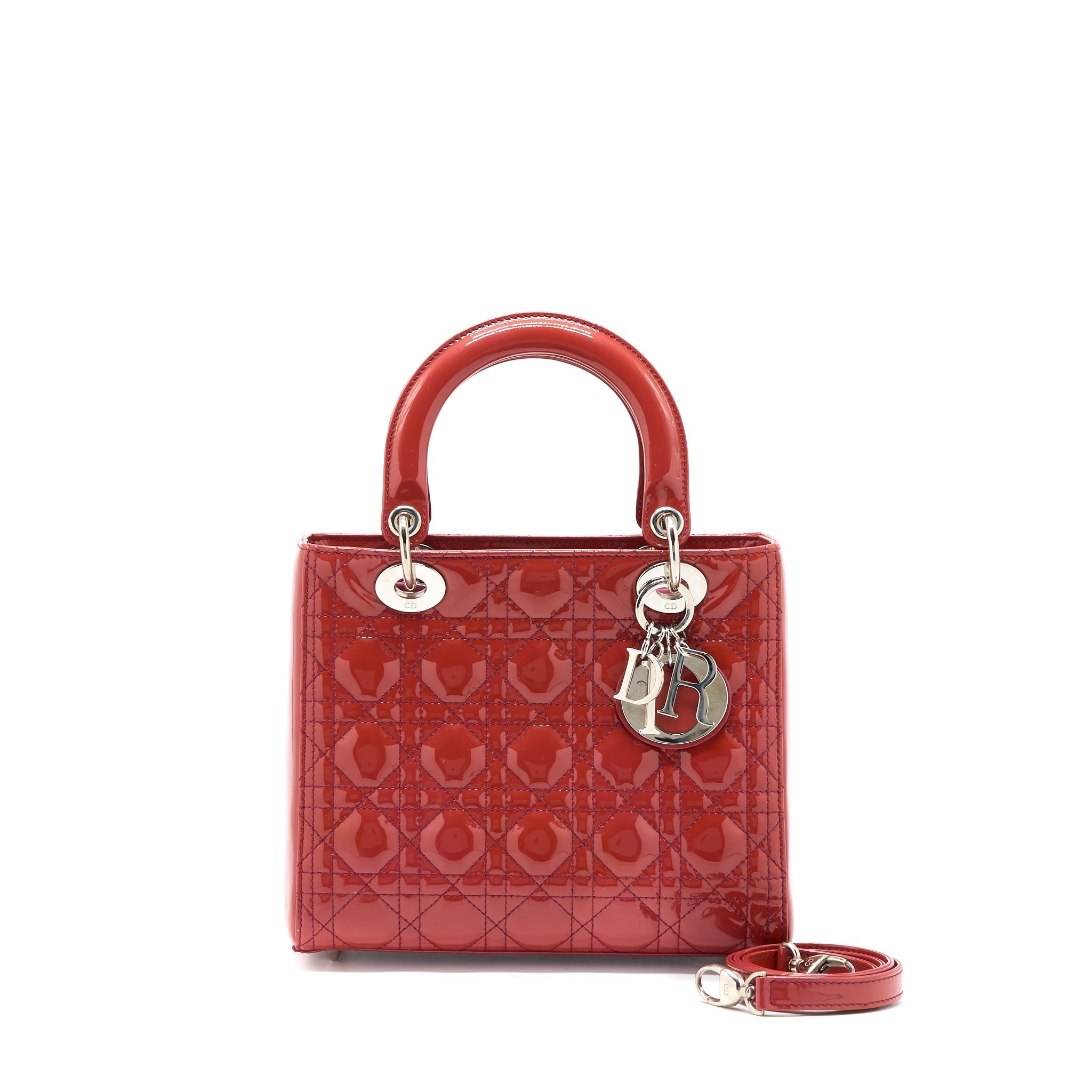 DIOR MEDIUM LADY DIOR PATENT ORANGE SHW