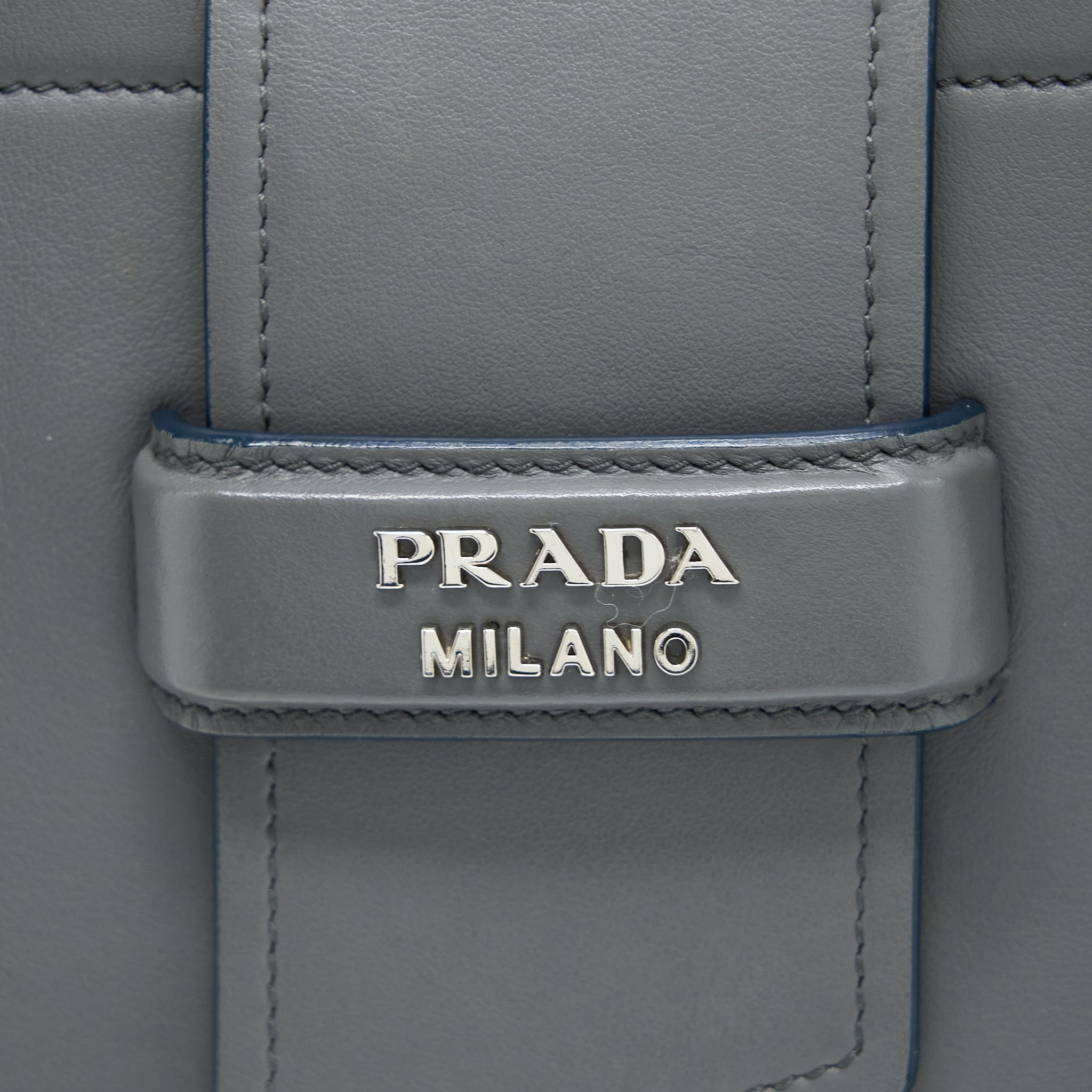 PRADA SHOPPING TOTE BAG SOFT CALFSKIN GREY SHW