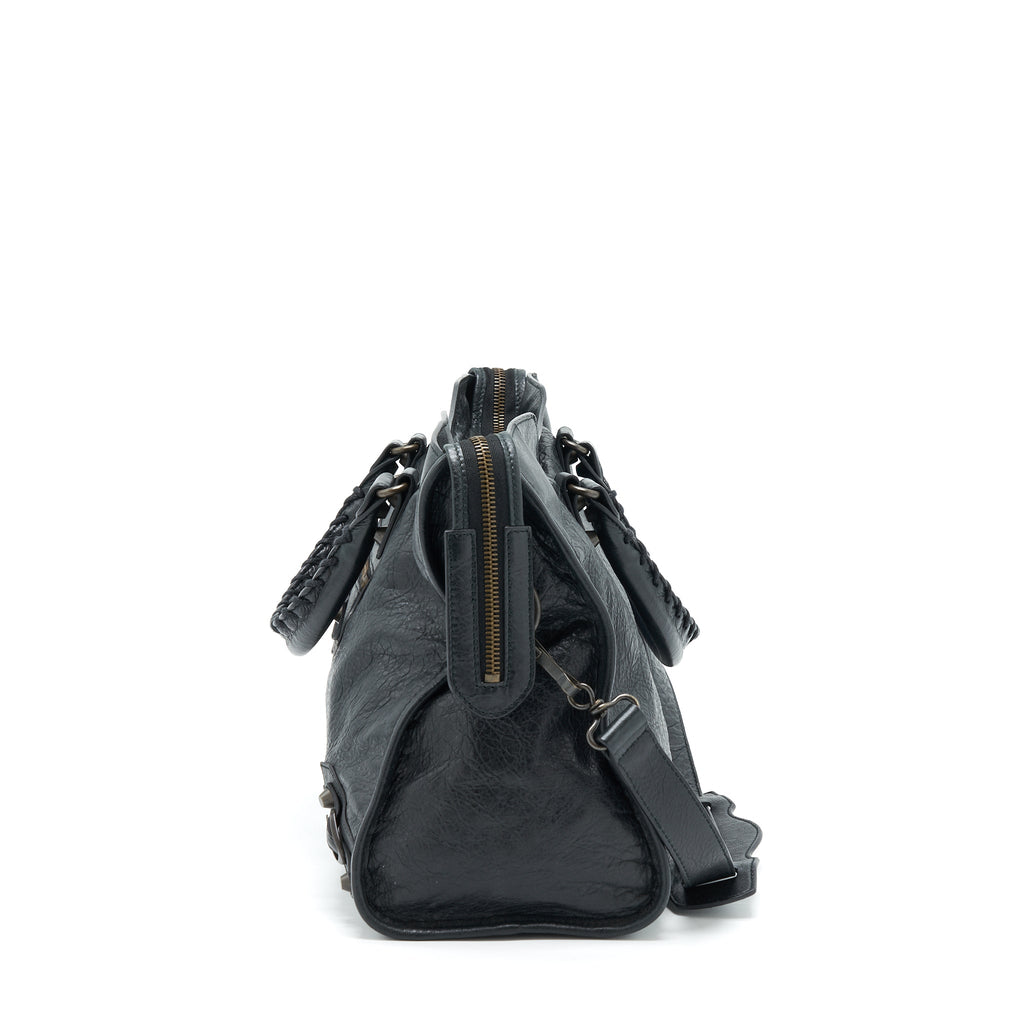 BALENCIAGA CLASSIC CITY BAG BLACK WITH RUTHENIUM HARDWARE