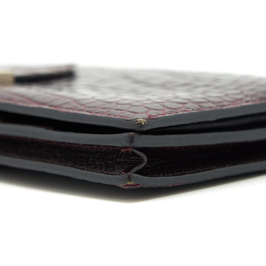 HERMES ALLIGATOR BEARN WALLET DARK RED SHW