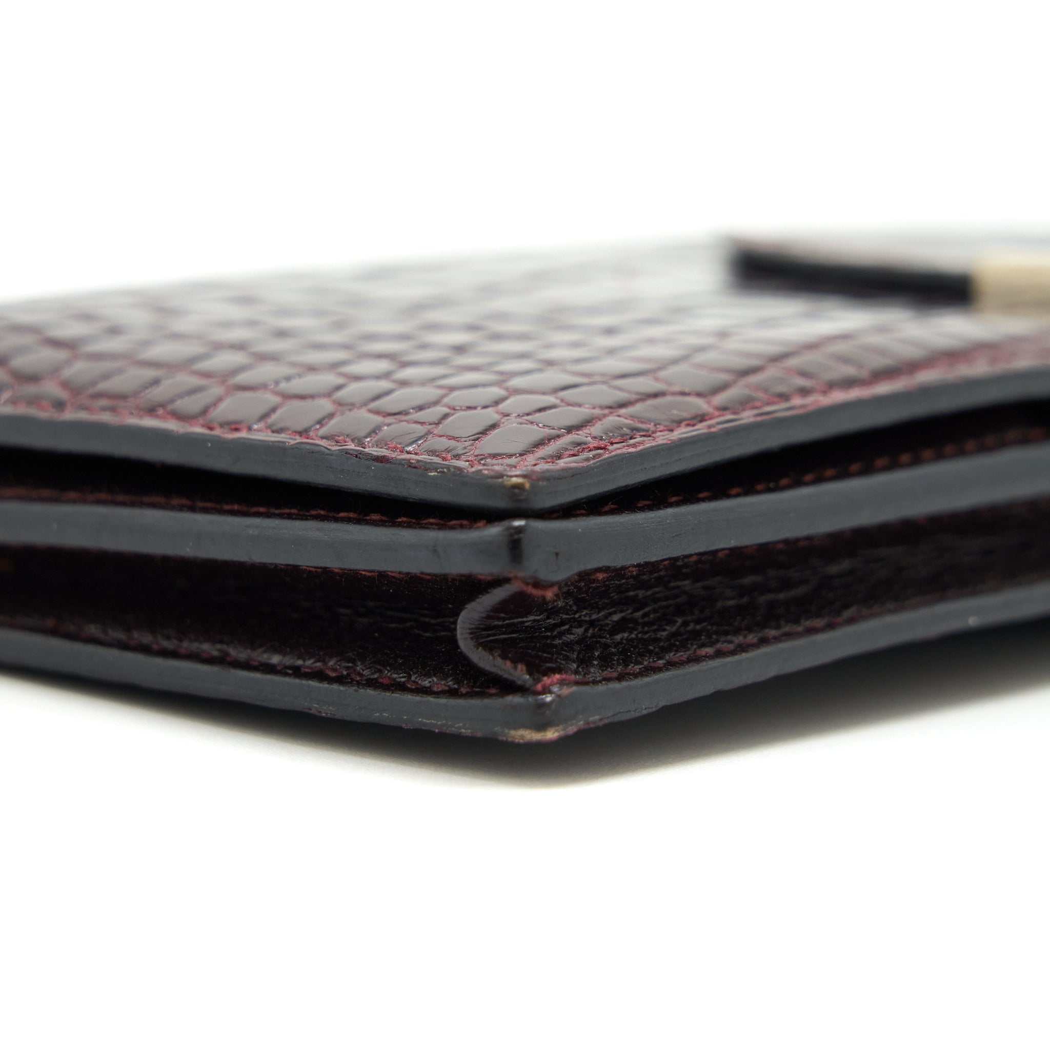 HERMES ALLIGATOR BEARN WALLET DARK RED SHW